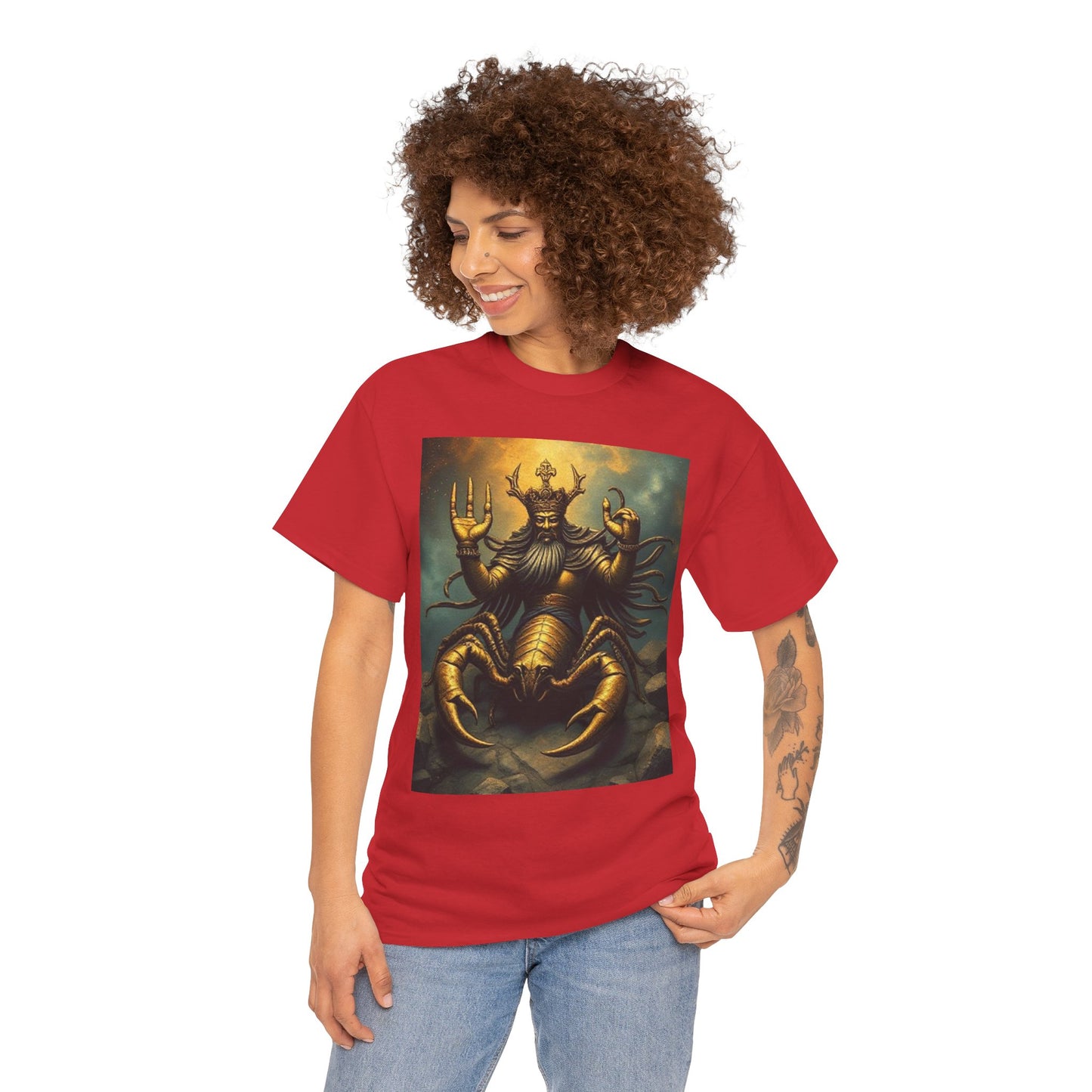 Unisex Heavy Cotton T-Shirt, Desert Scorpio King, Zodiac Design