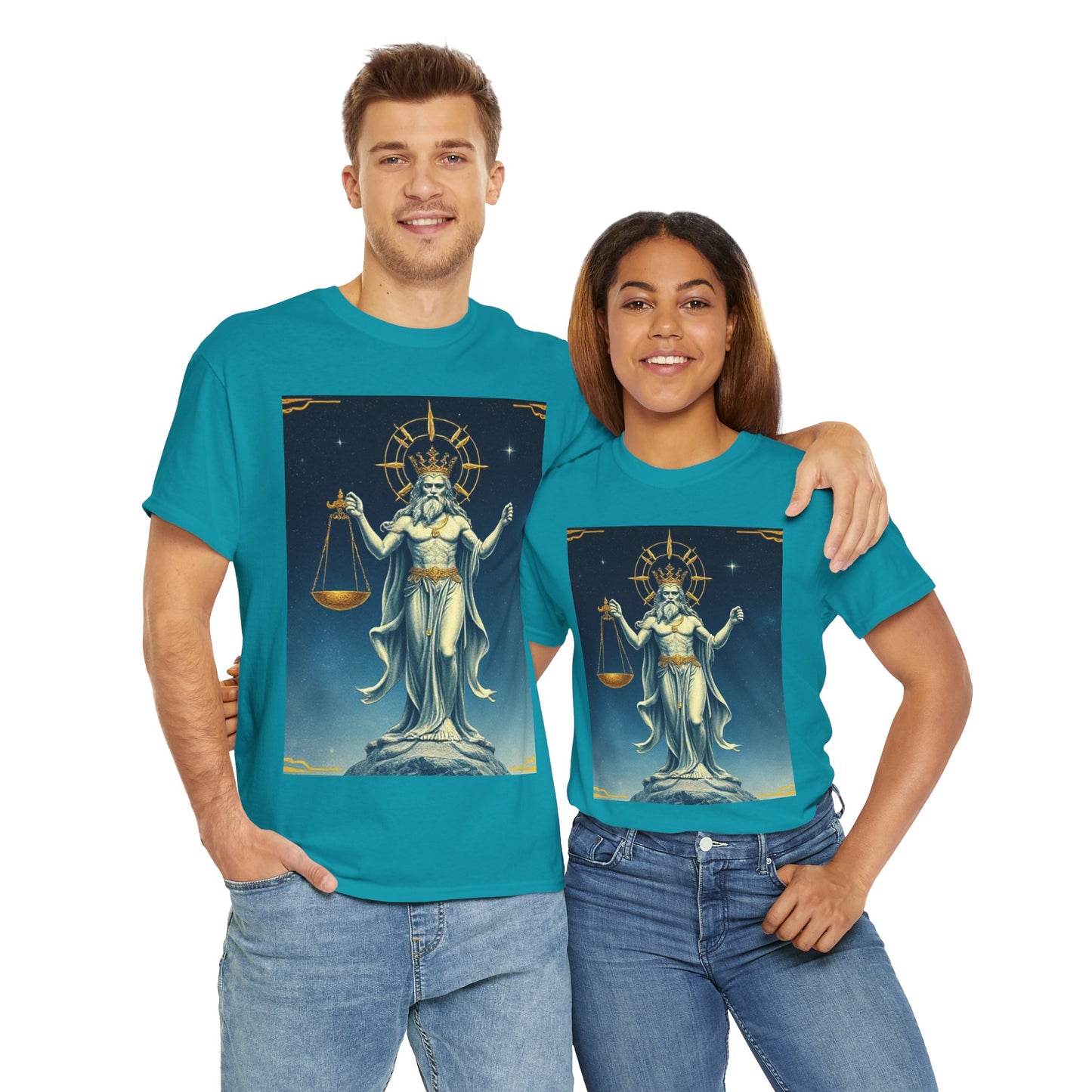 Unisex Heavy Cotton T-Shirt Space v2, Libra God, Zodiac Design