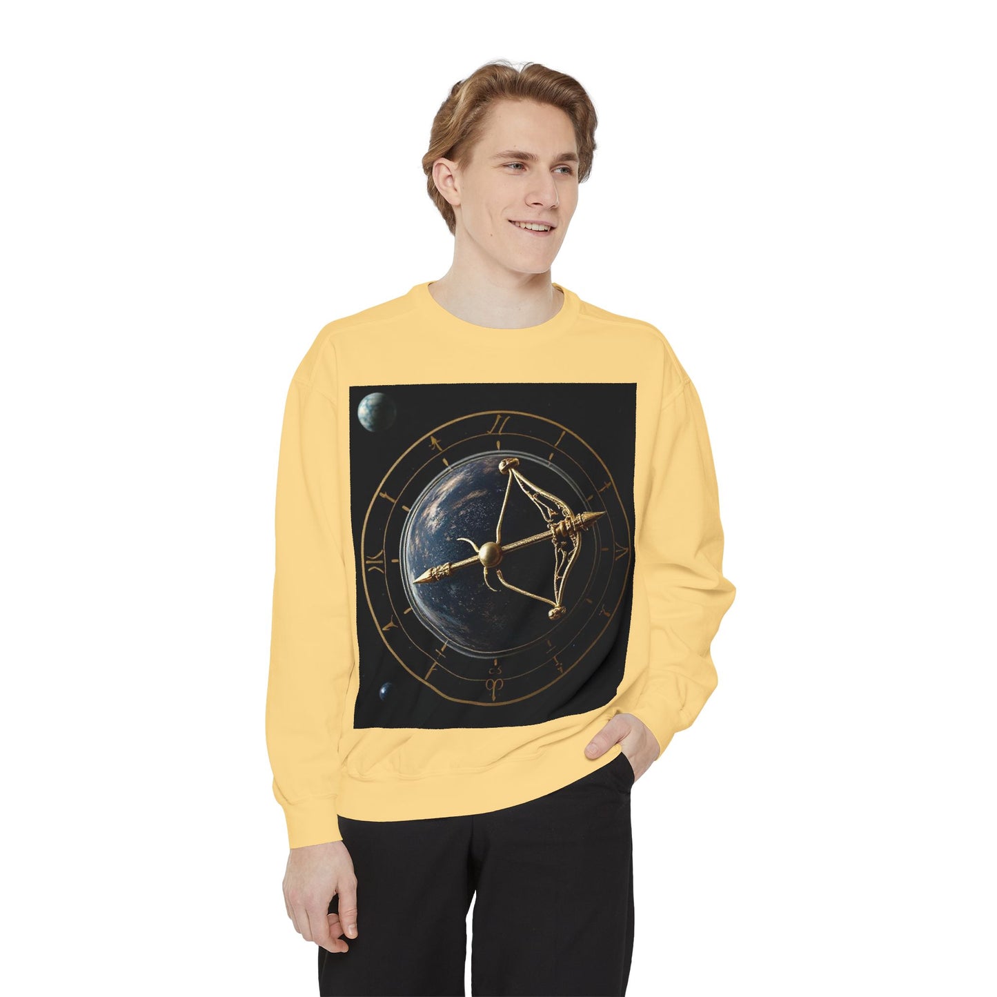 Garment-Dyed Sweatshirt, Unisex, Space Symbol Design v1, Sagittarius