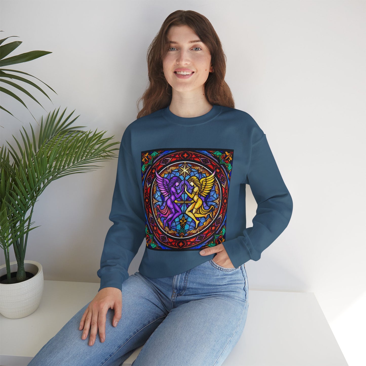 Unisex Heavy Blend™ Crewneck Sweatshirt, Glass, Gemini Zodiac Design