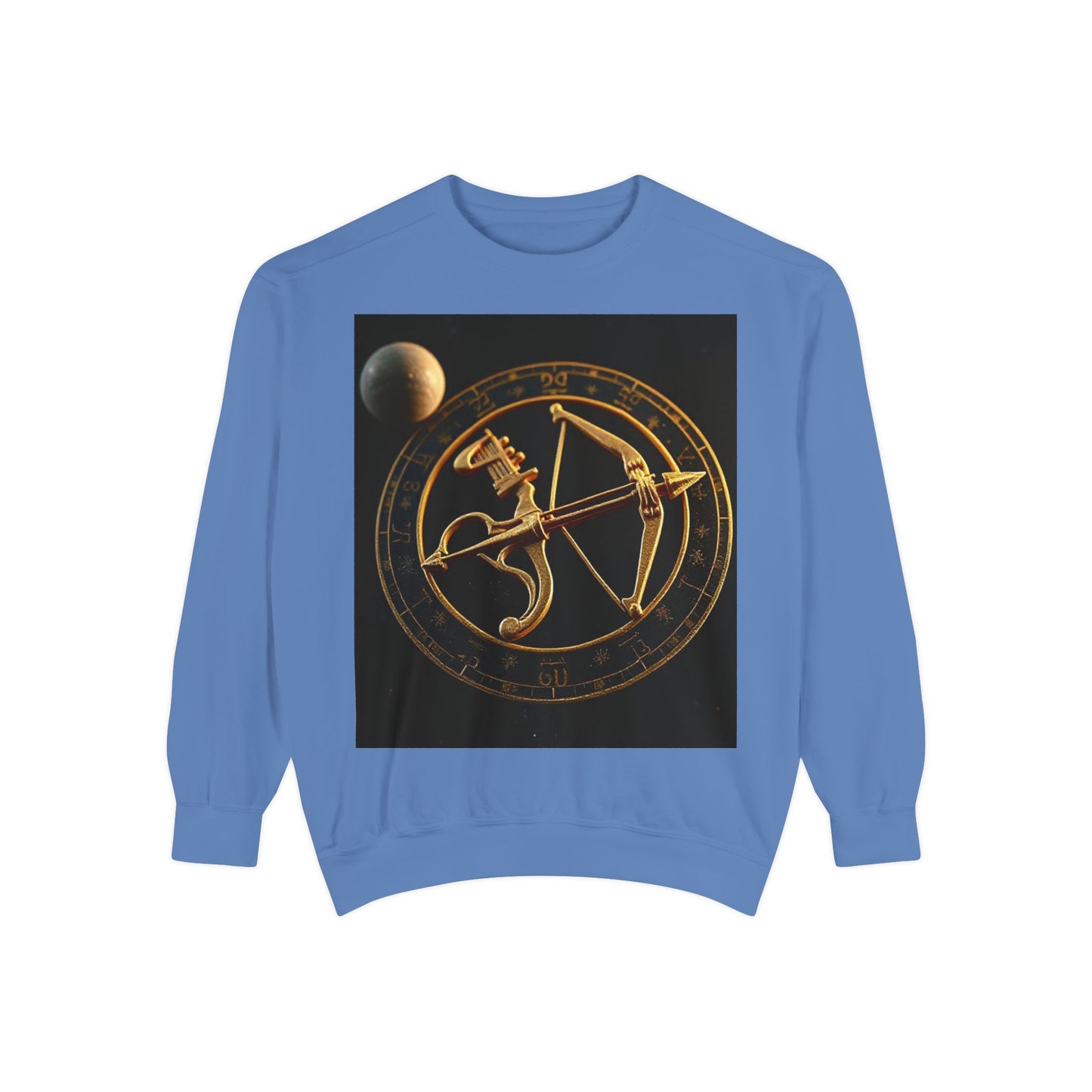 Garment-Dyed Sweatshirt, Unisex, Space Symbol Design, Sagittarius