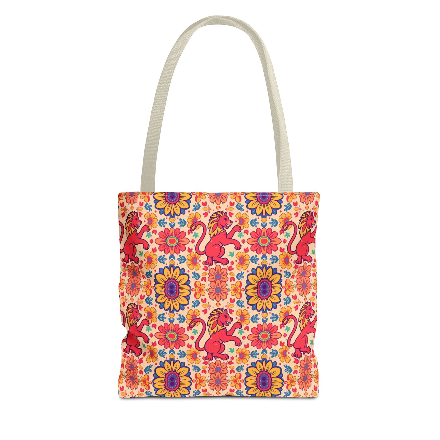 Tote Bag (AOP), Leo, Zodiac v2, Flower Pattern