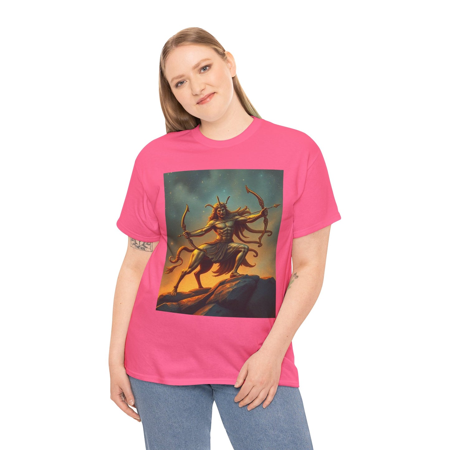 Unisex Heavy Cotton T-Shirt, Arrow Centaur, Sagittarius Zodiac Design