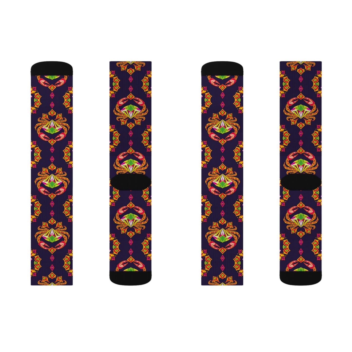 Sublimation Socks, Cancer, Zodiac v4, Jewel Pattern