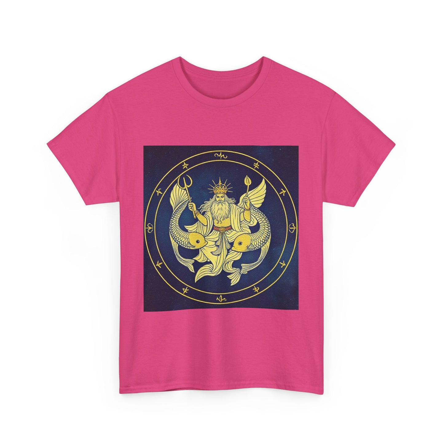 Unisex Heavy Cotton T-Shirt, King of Pisces, Zodiac Design