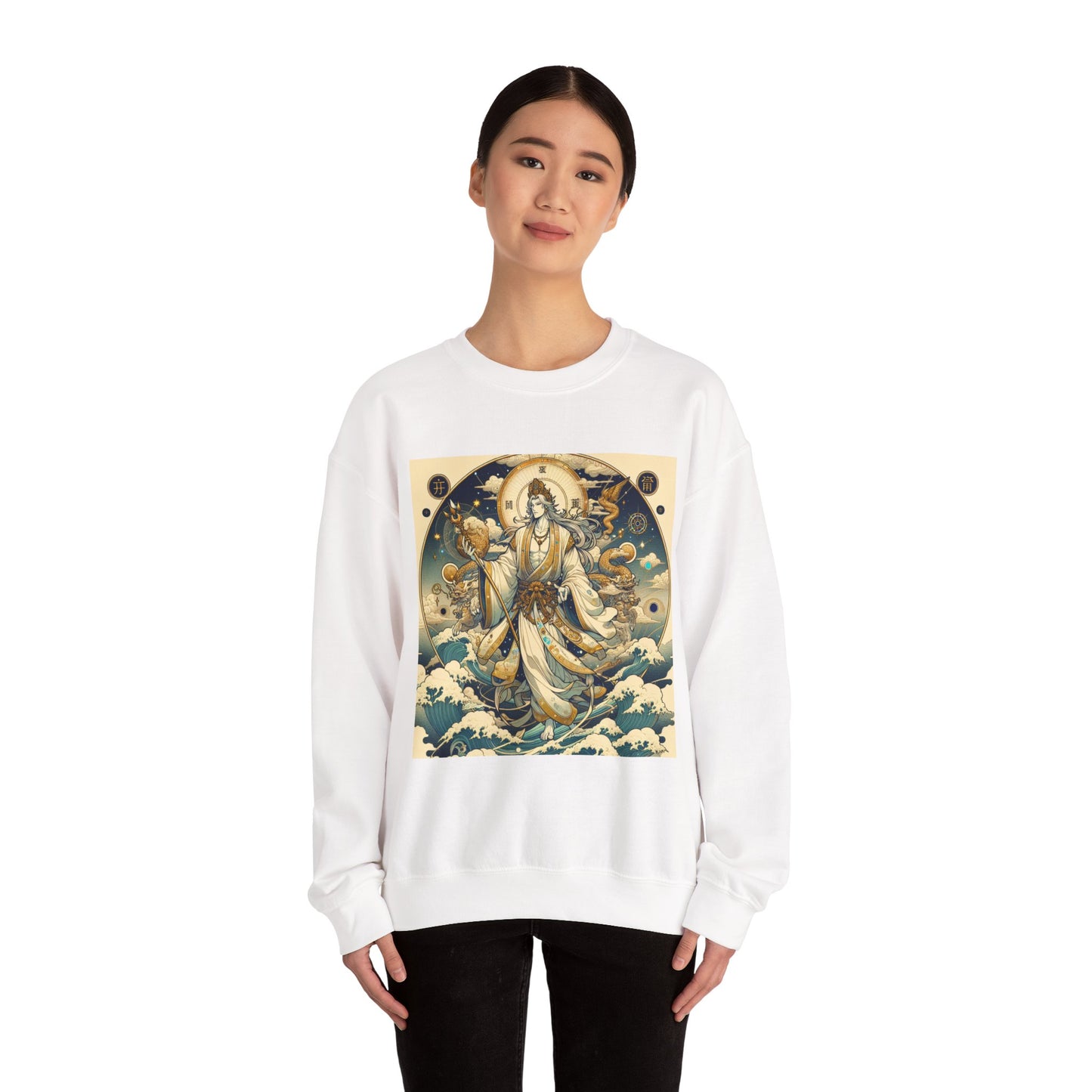 Unisex Heavy Blend™ Crewneck Sweatshirt, Anime Capricorn God, Zodiac Design