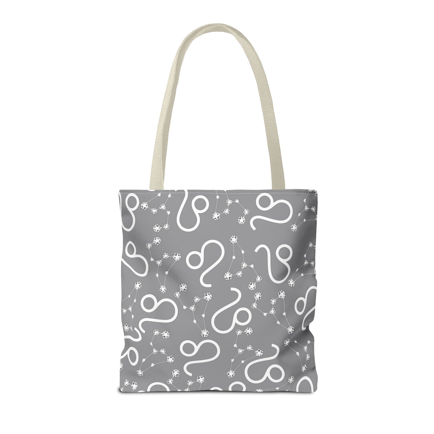 Tote Bag, Leo Zodiac Sign, AOP, (Grey, White)
