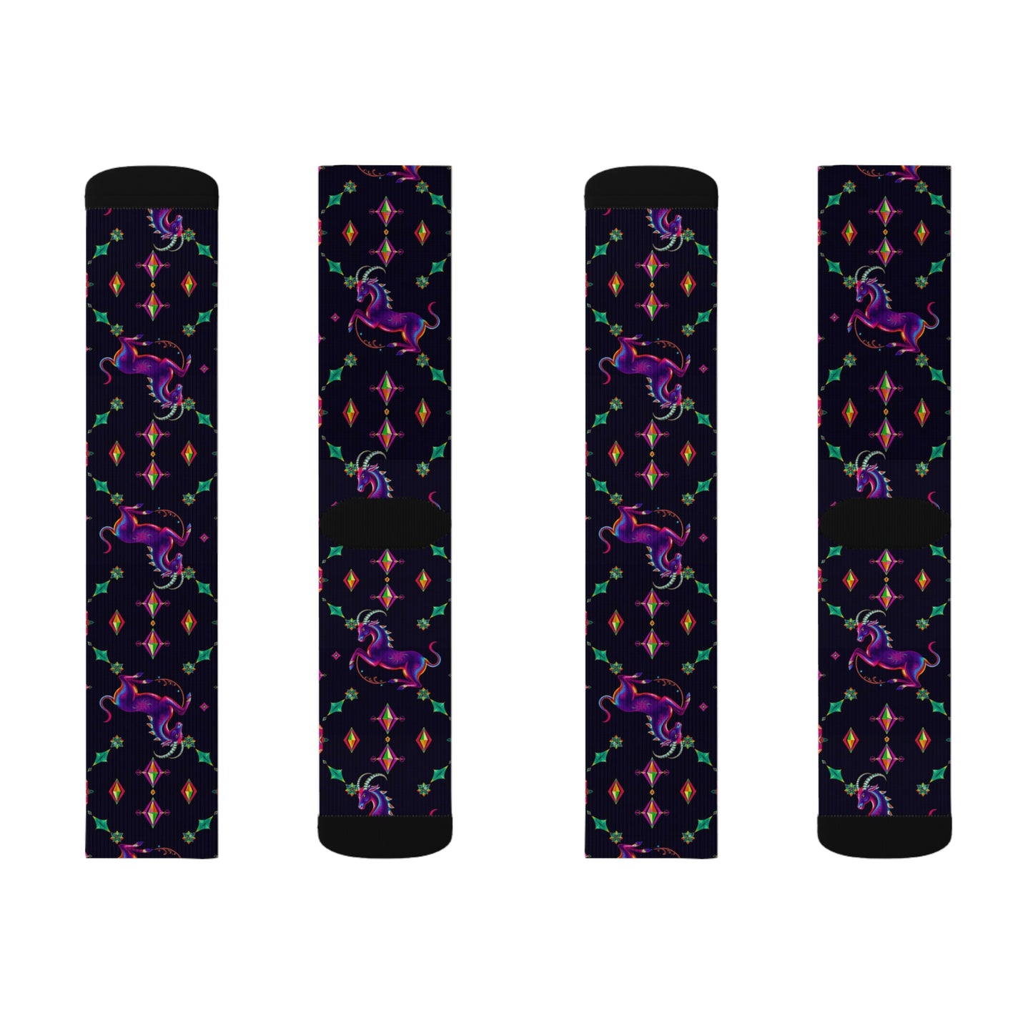 Sublimation Socks, Capricorn, Zodiac v3, Jewel Pattern