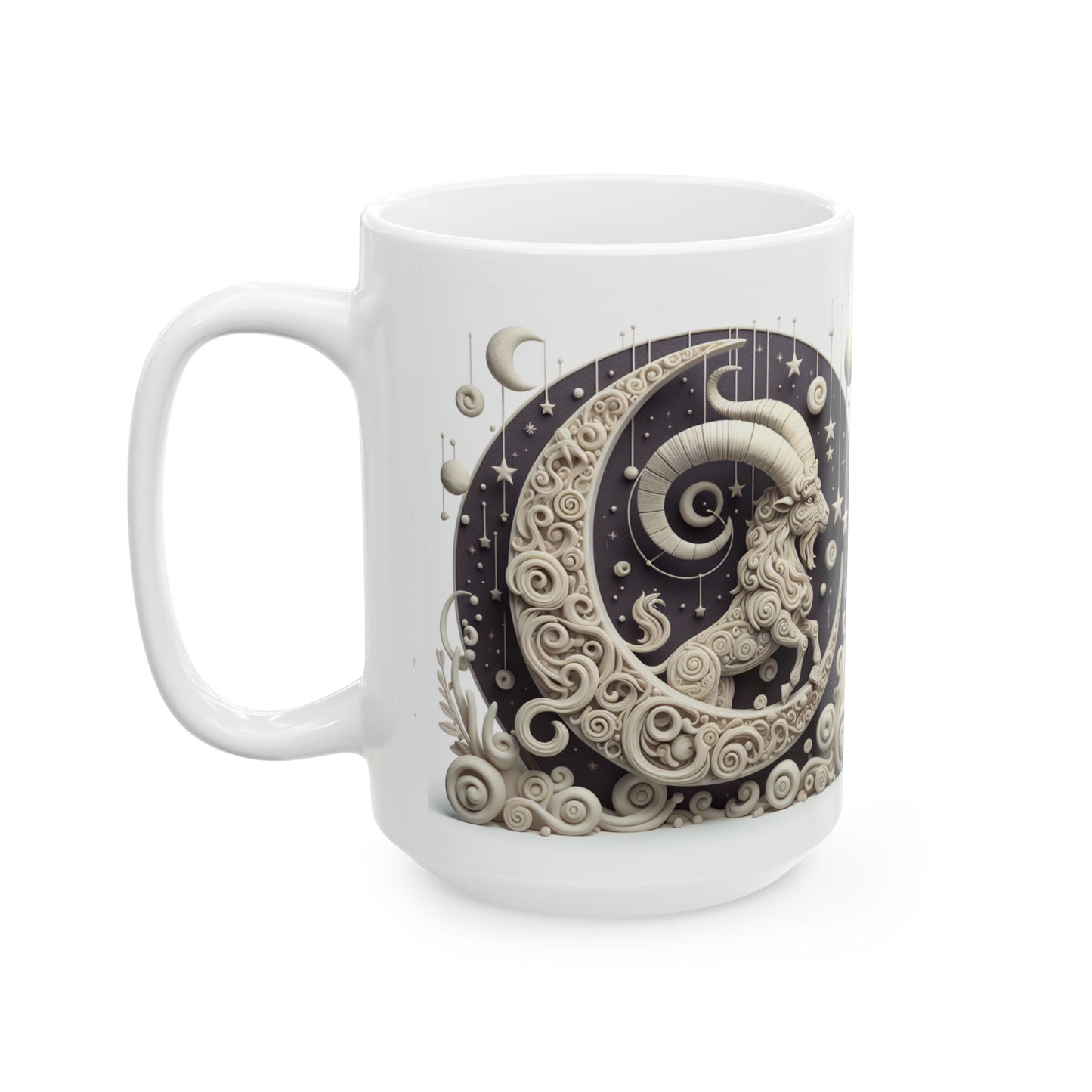 Ceramic Mug, (11oz, 15oz), Ceramic Coffee Mug, Stone & Stars, Capricorn Zodiac Design