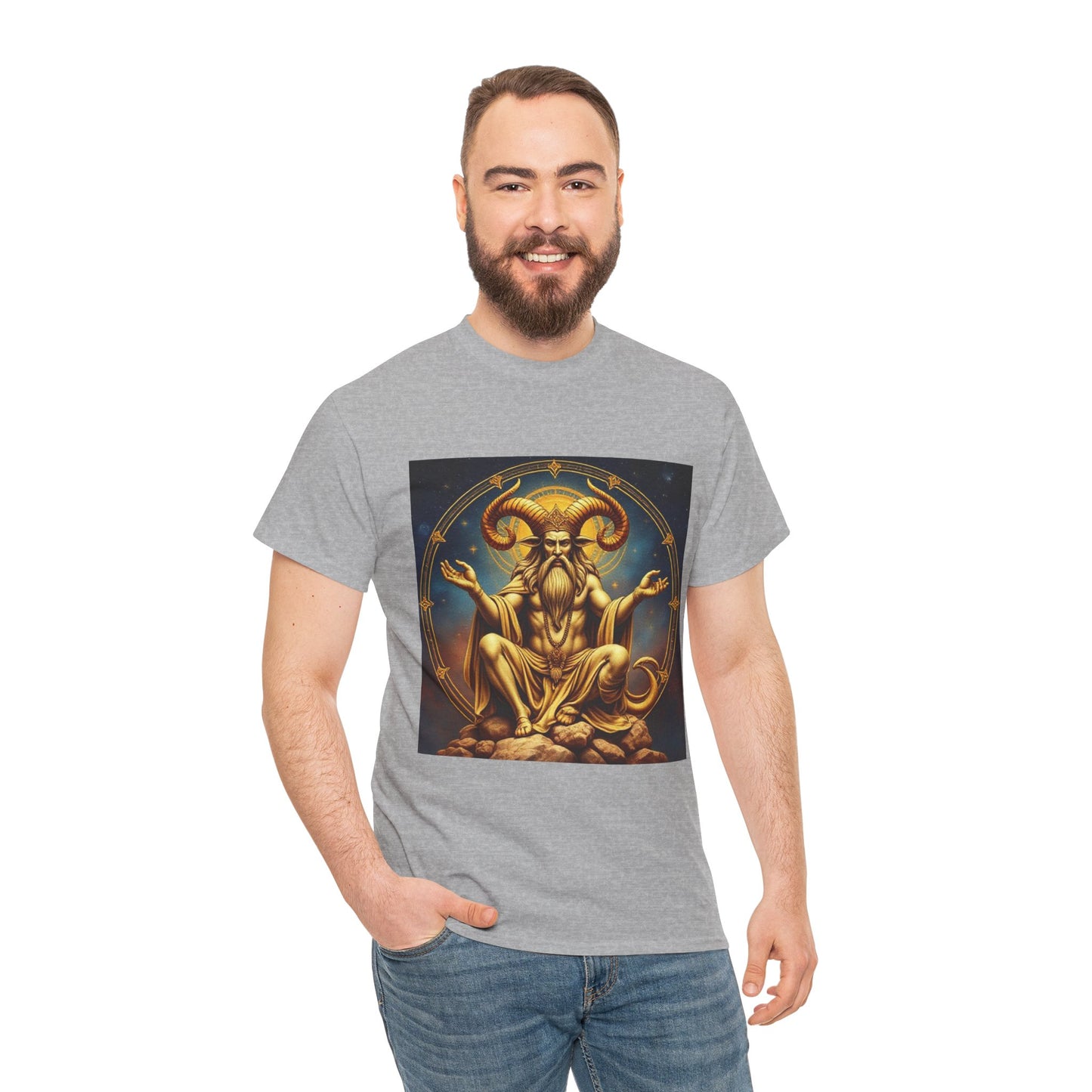 Unisex Heavy Cotton T-Shirt, On The Throne, Taurus Zodiac Design