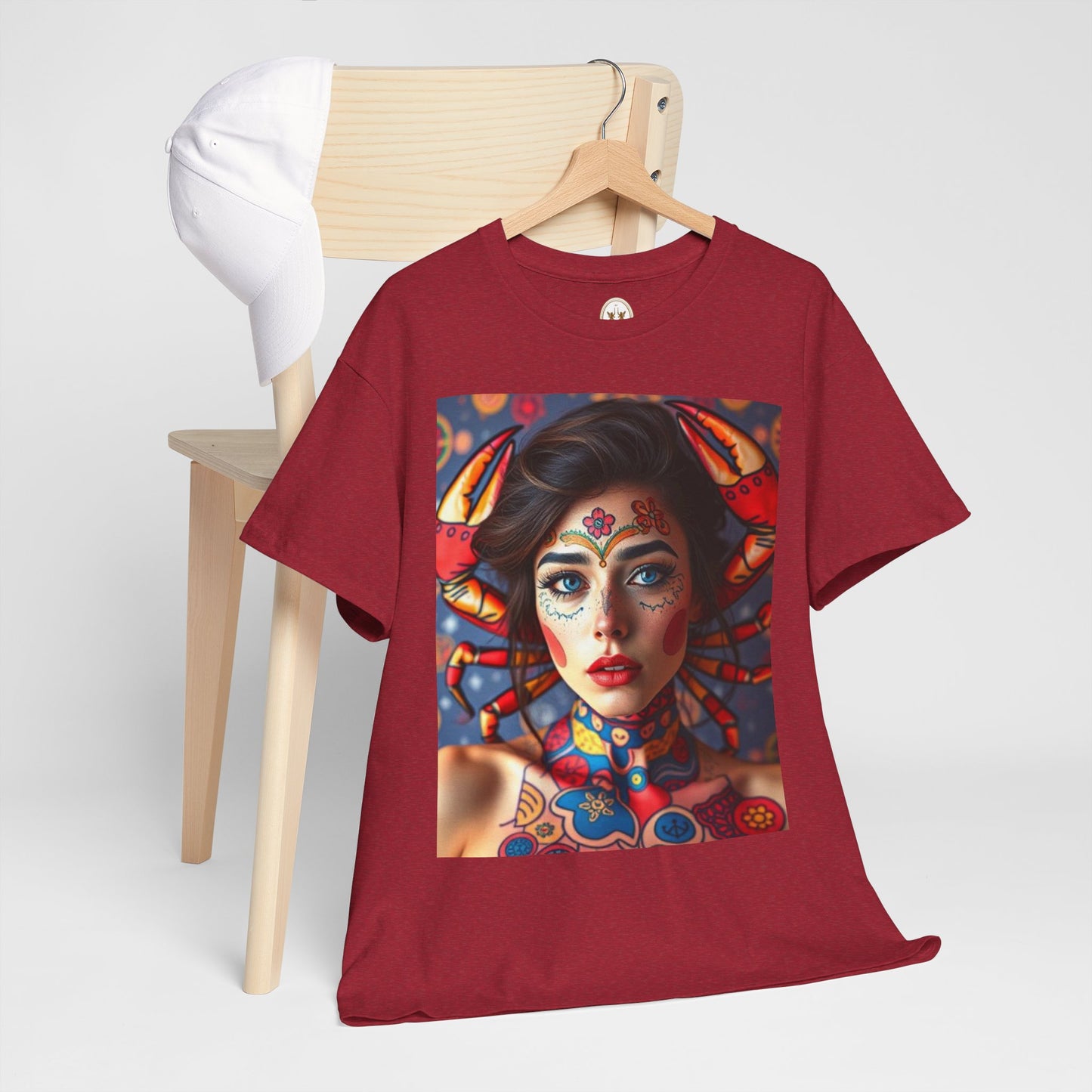 Unisex Heavy Cotton T-Shirt, Cancer, Zodiac v1, Sexy Art