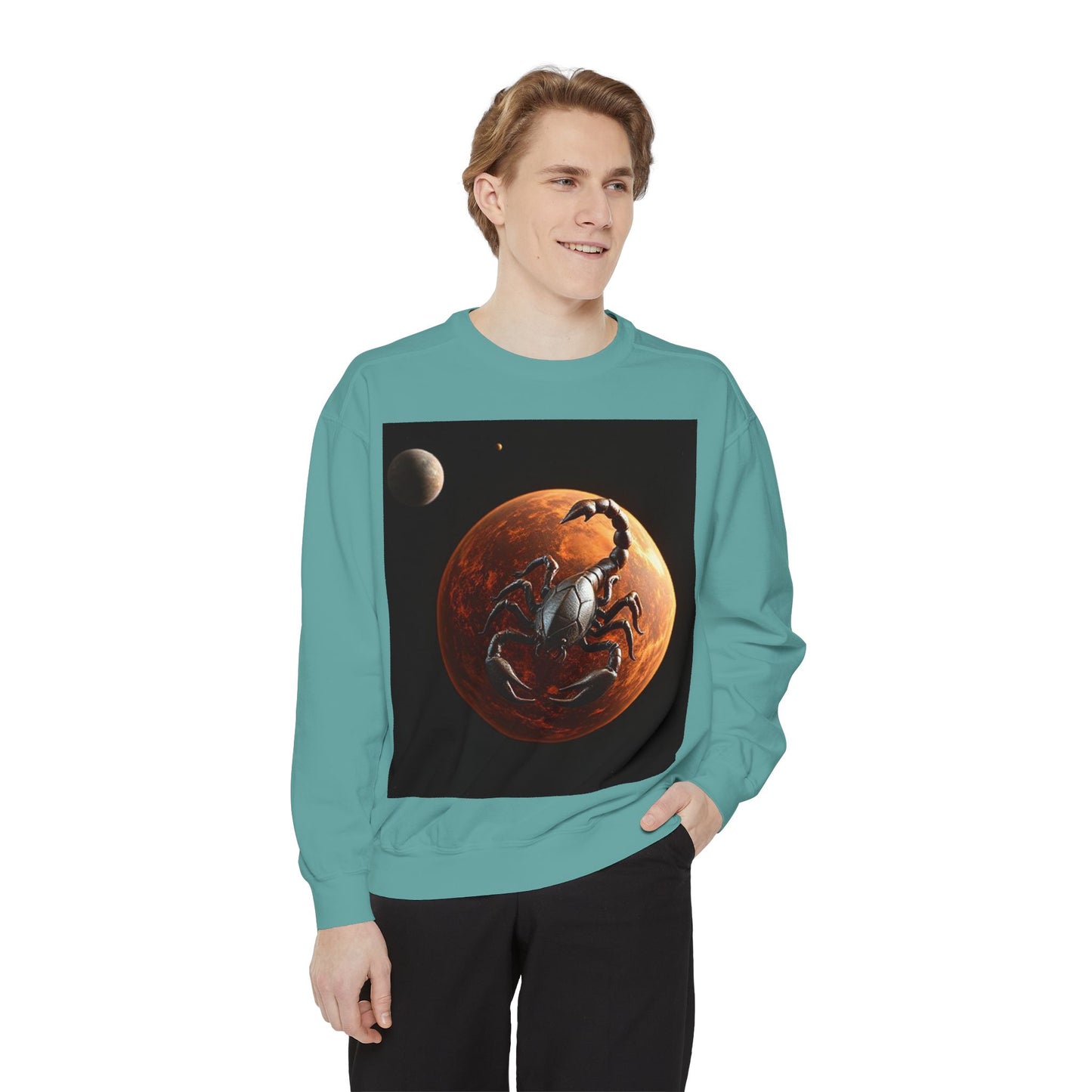 Garment-Dyed Sweatshirt, Unisex, Space Animal Design, Scorpio
