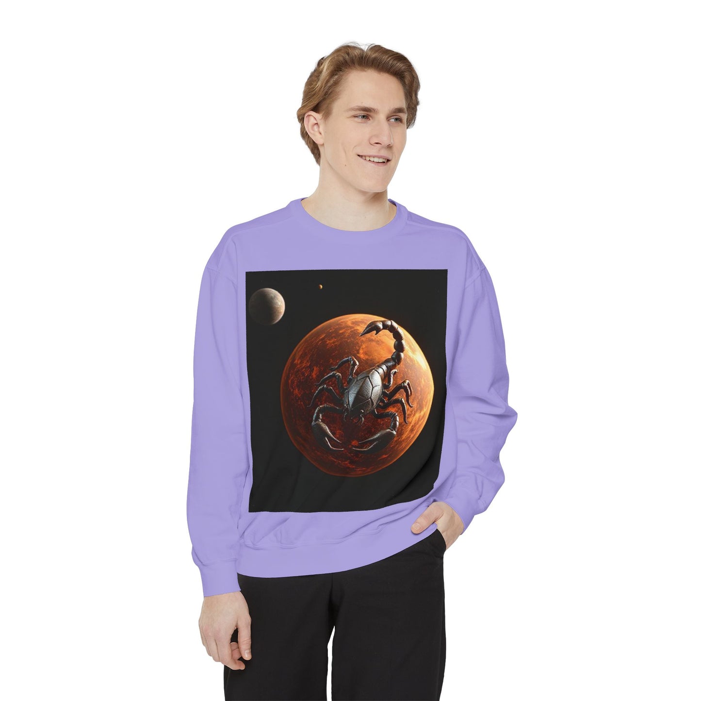 Garment-Dyed Sweatshirt, Unisex, Space Animal Design, Scorpio