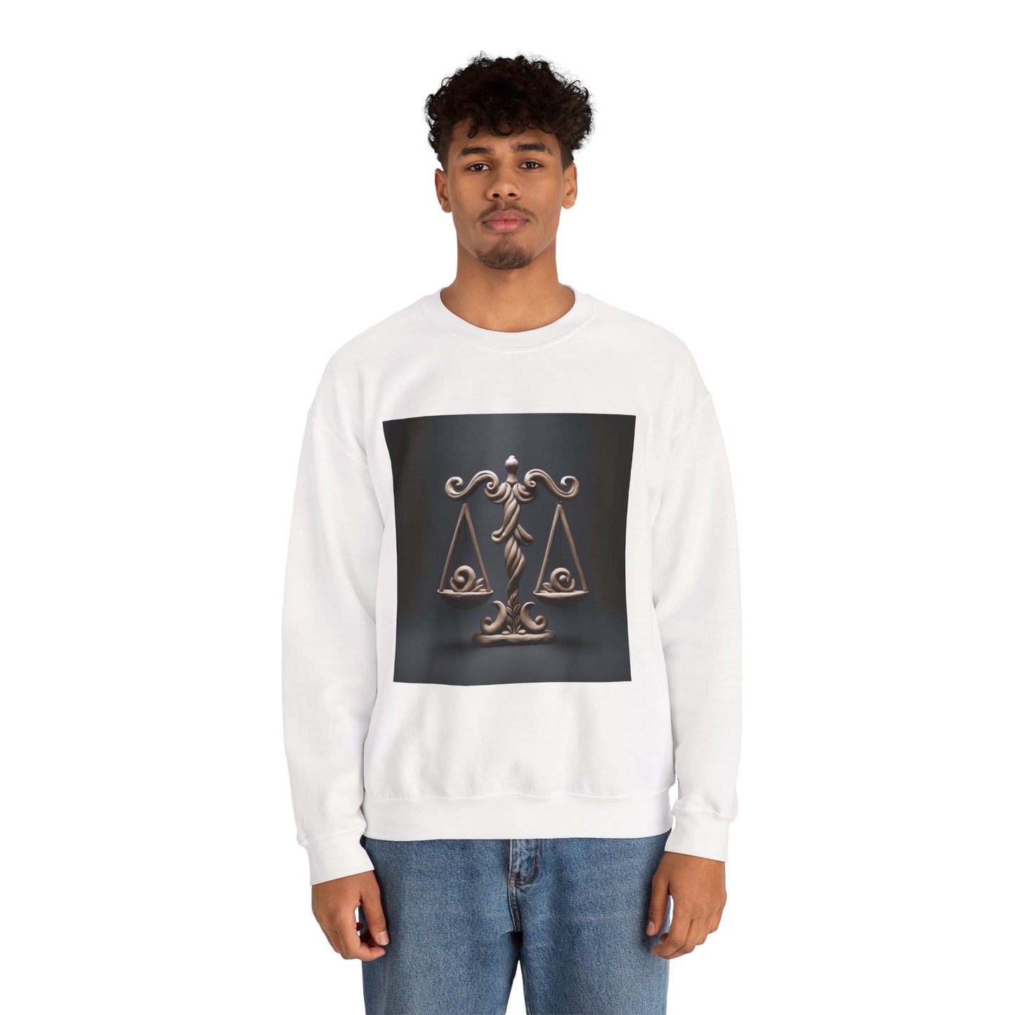 Unisex Heavy Blend™ Crewneck Sweatshirt, Brown Scale, Libra Zodiac Design