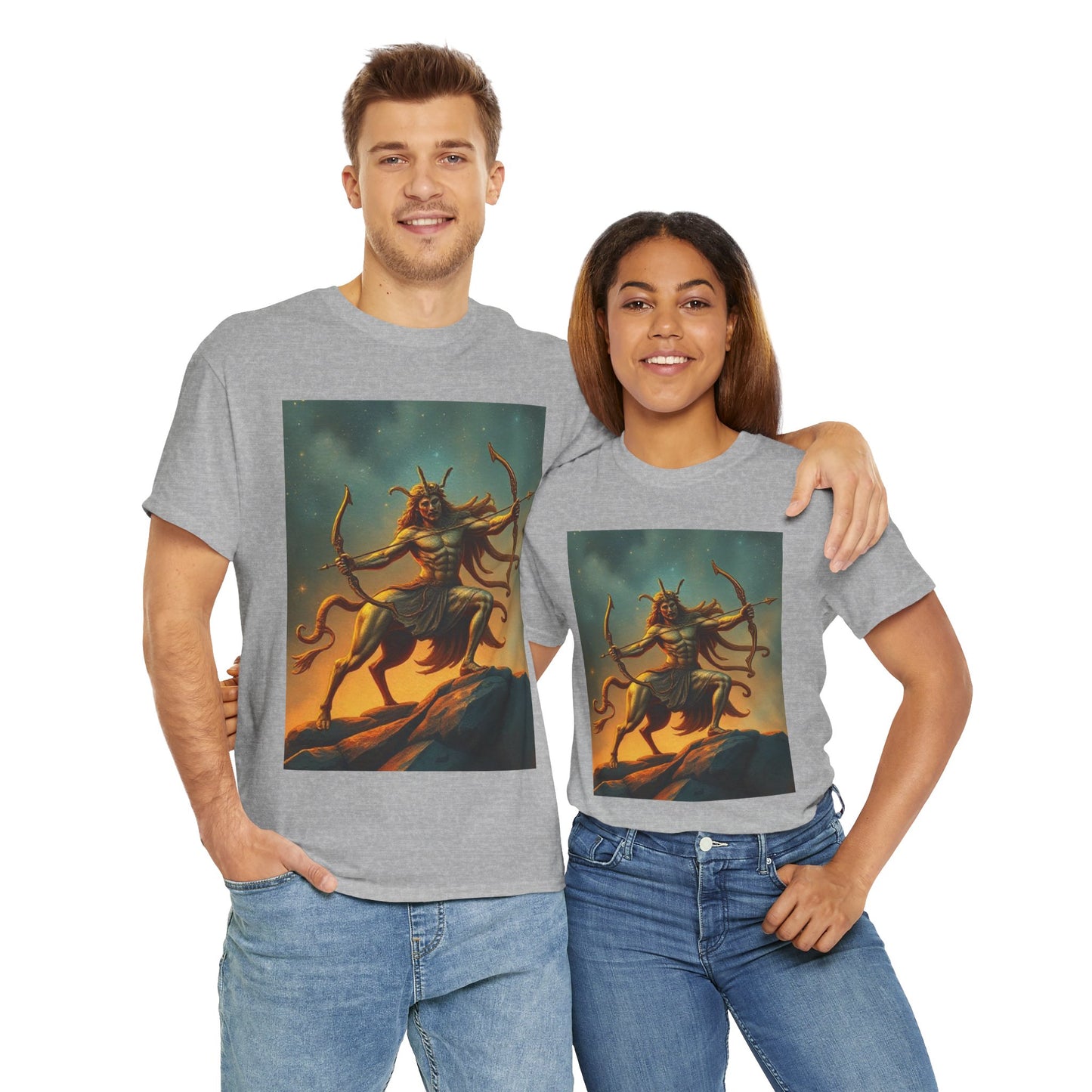 Unisex Heavy Cotton T-Shirt, Arrow Centaur v1, Sagittarius Zodiac Design