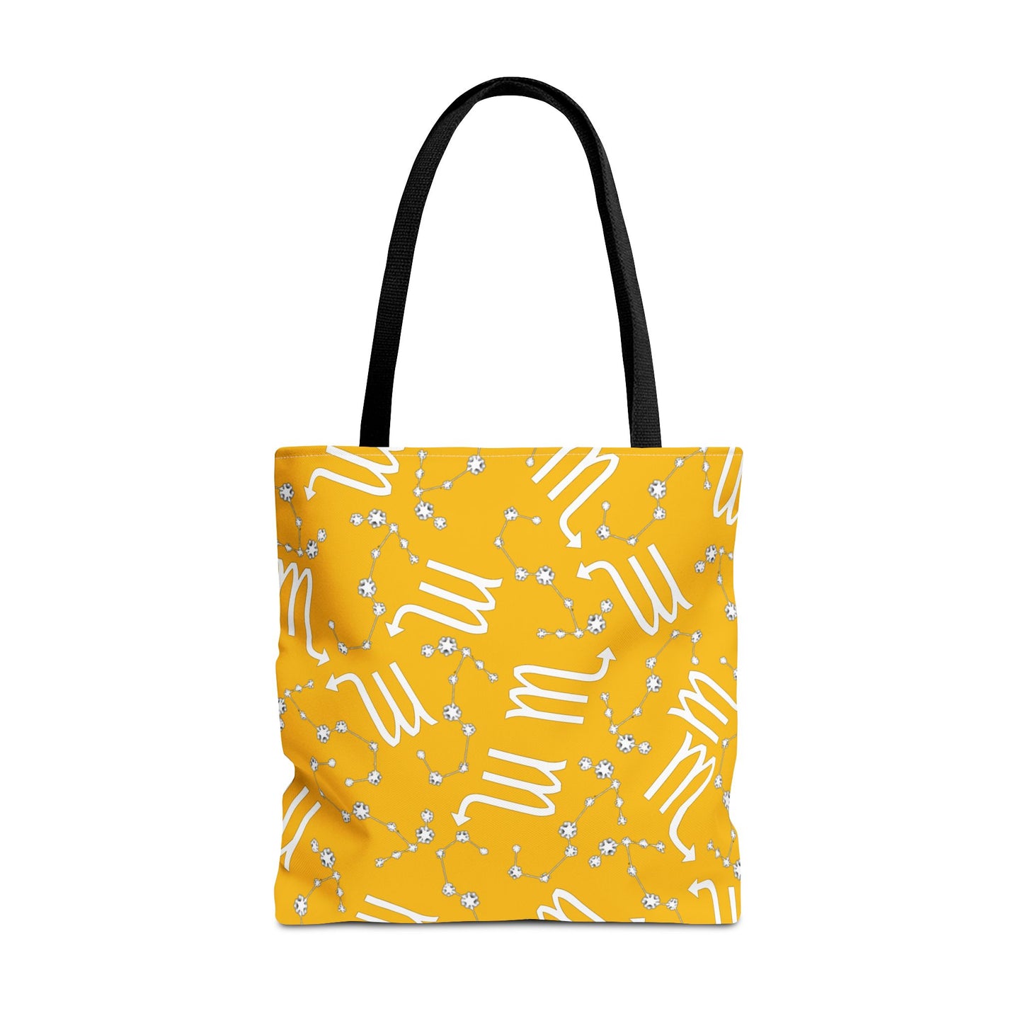 Tote Bag, Scorpio Zodiac Sign, AOP, (Yellow, White)