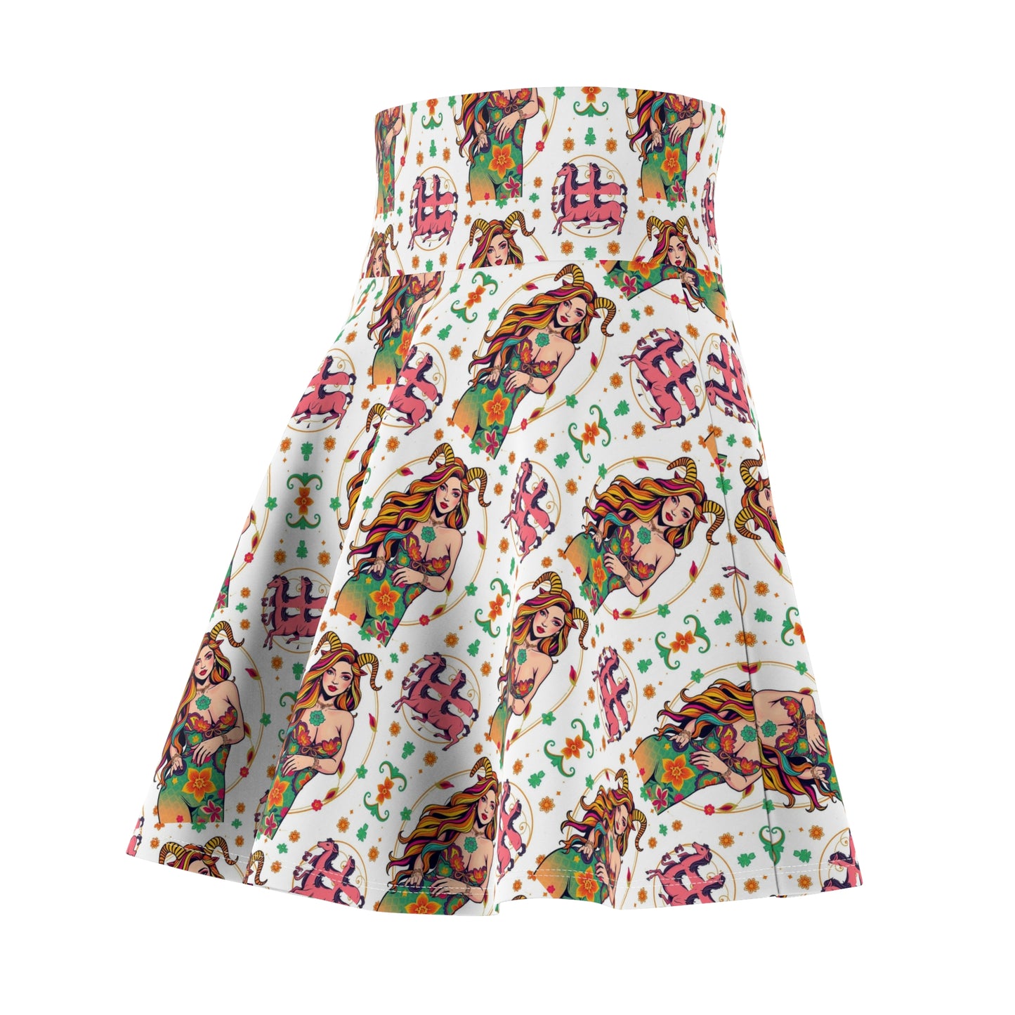 Women's Skater Skirt, (AOP), Capricorn, Zodiac v1, Sexy Pattern