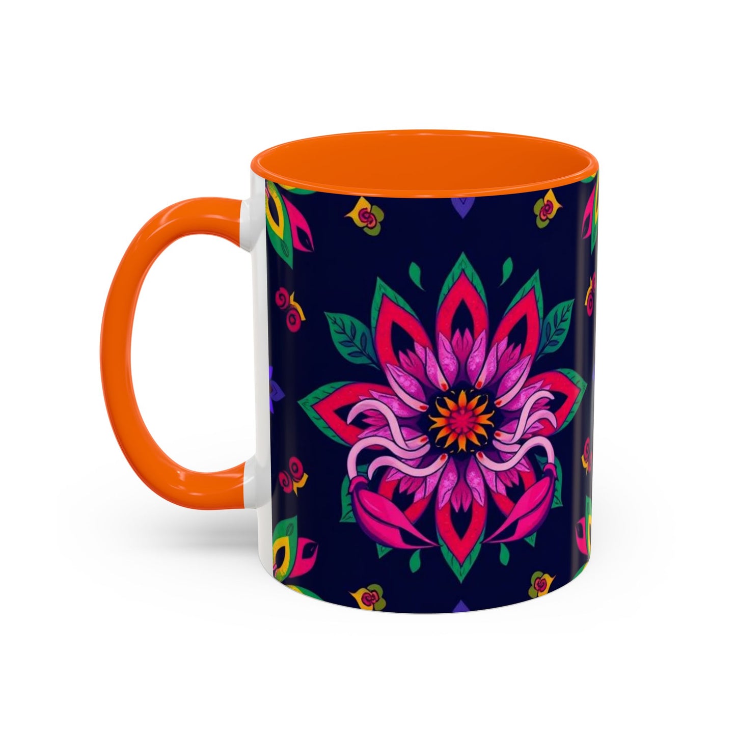 Accent Coffee Mug, Scorpio, Zodiac v4. Flower Pattern, (11, 15oz)