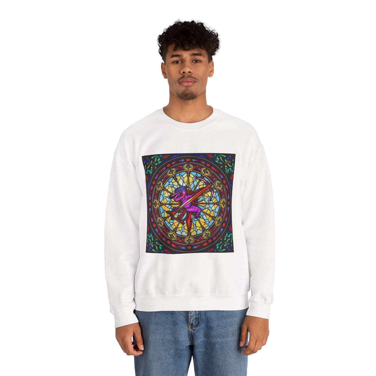 Unisex Heavy Blend™ Crewneck Sweatshirt, Glass 1, Sagittarius Zodiac Design