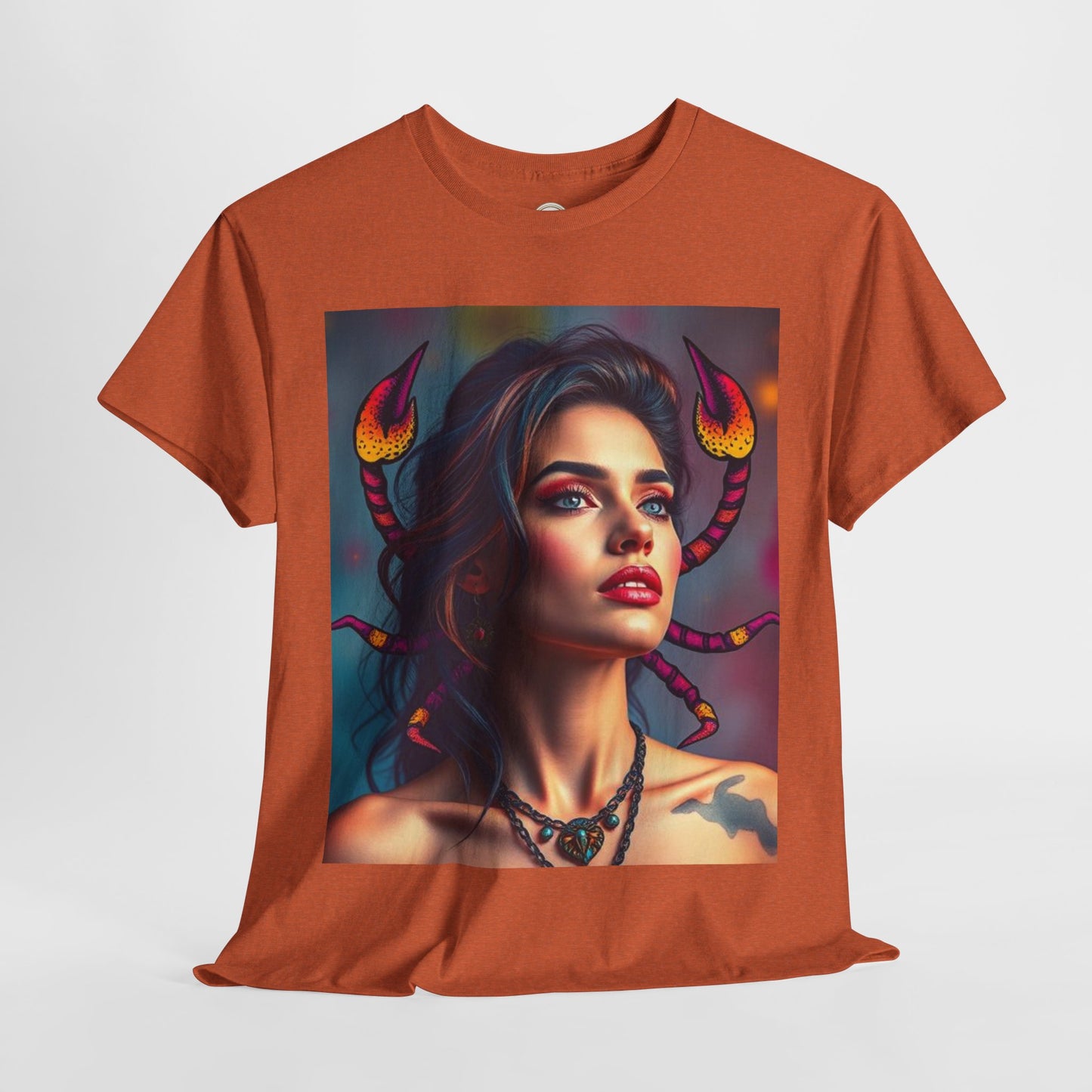 Unisex Heavy Cotton T-Shirt, Scorpio, Zodiac v2, Sexy Art