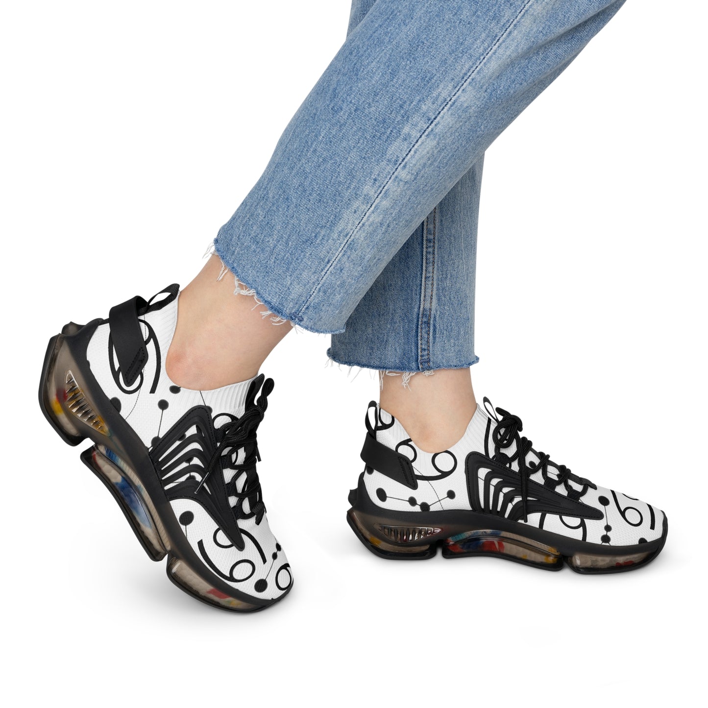 Women's Mesh Sneakers, Constellation & Symbol, Cancer Zodiac Sign, AOP