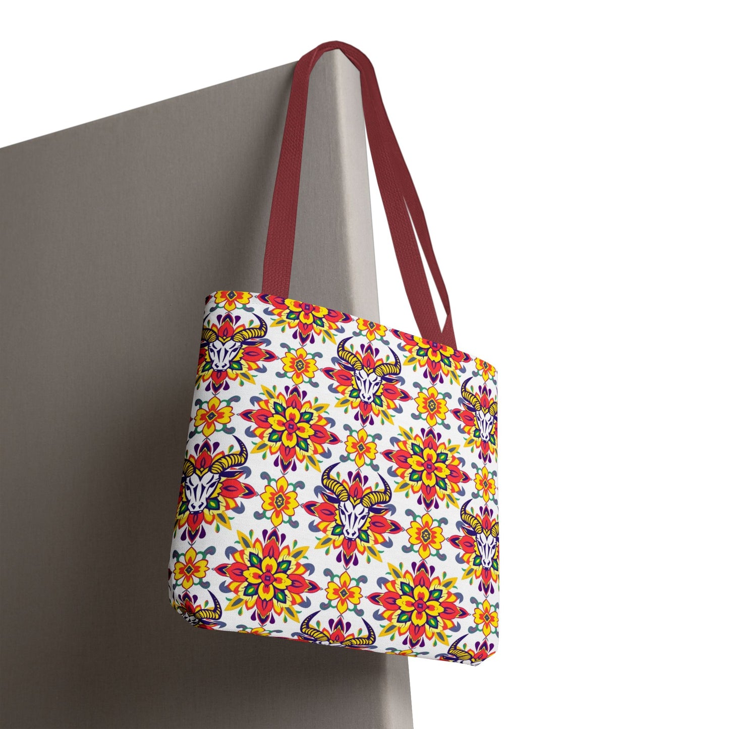 Tote Bag (AOP), Taurus, Zodiac, Flower Pattern