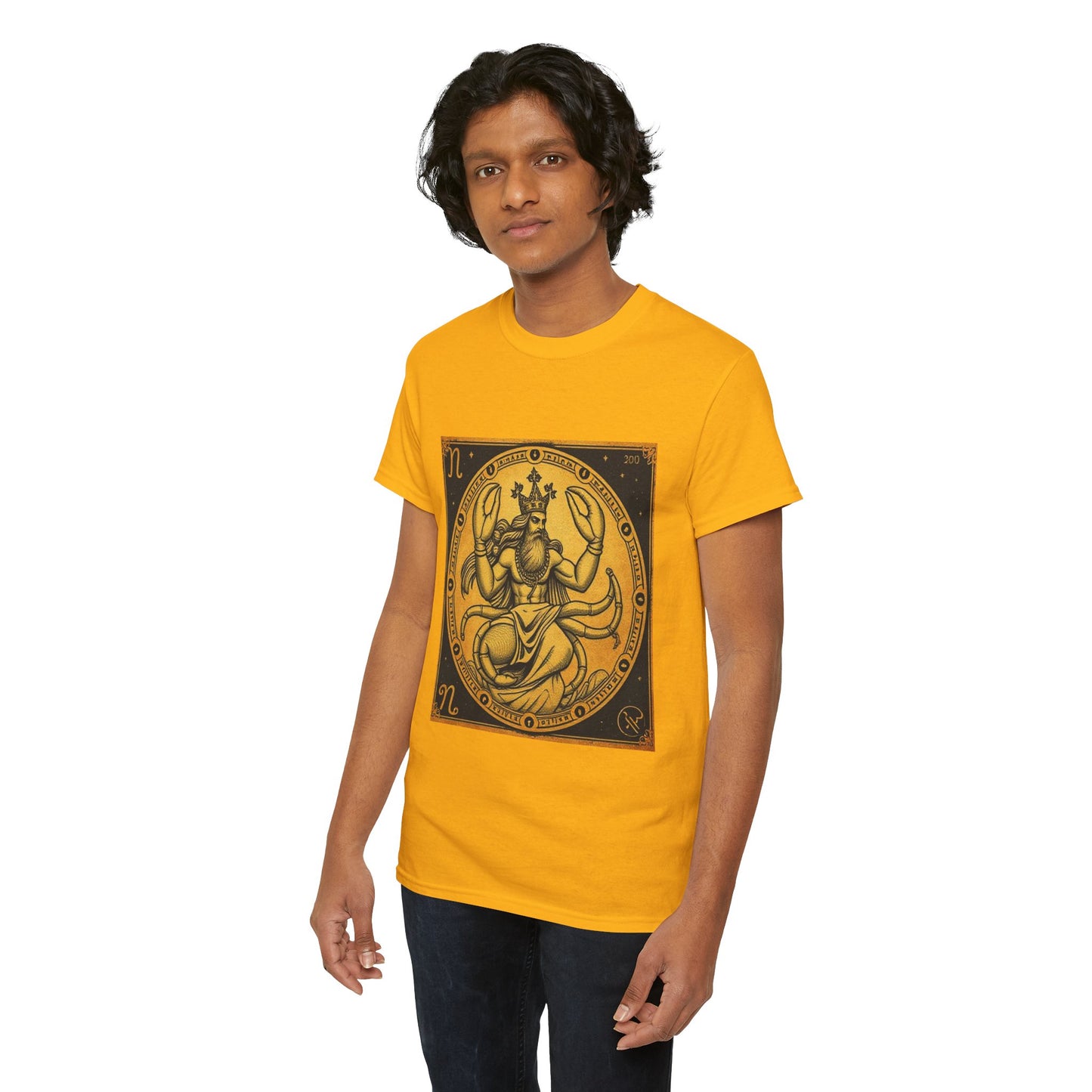Unisex Heavy Cotton T-Shirt, Crab King v1, Cancer Zodiac Design