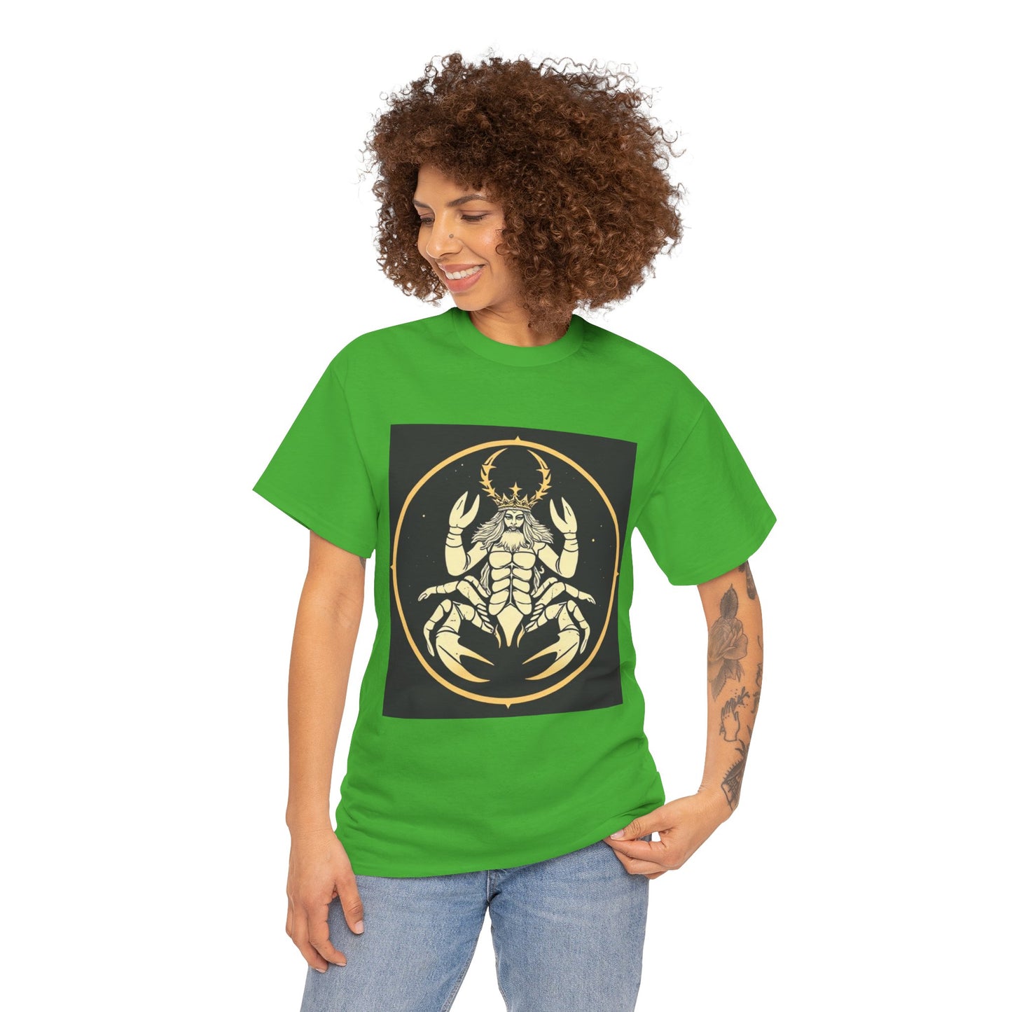 Unisex Heavy Cotton T-Shirt, Scorpio King, Print Art, Zodiac Design