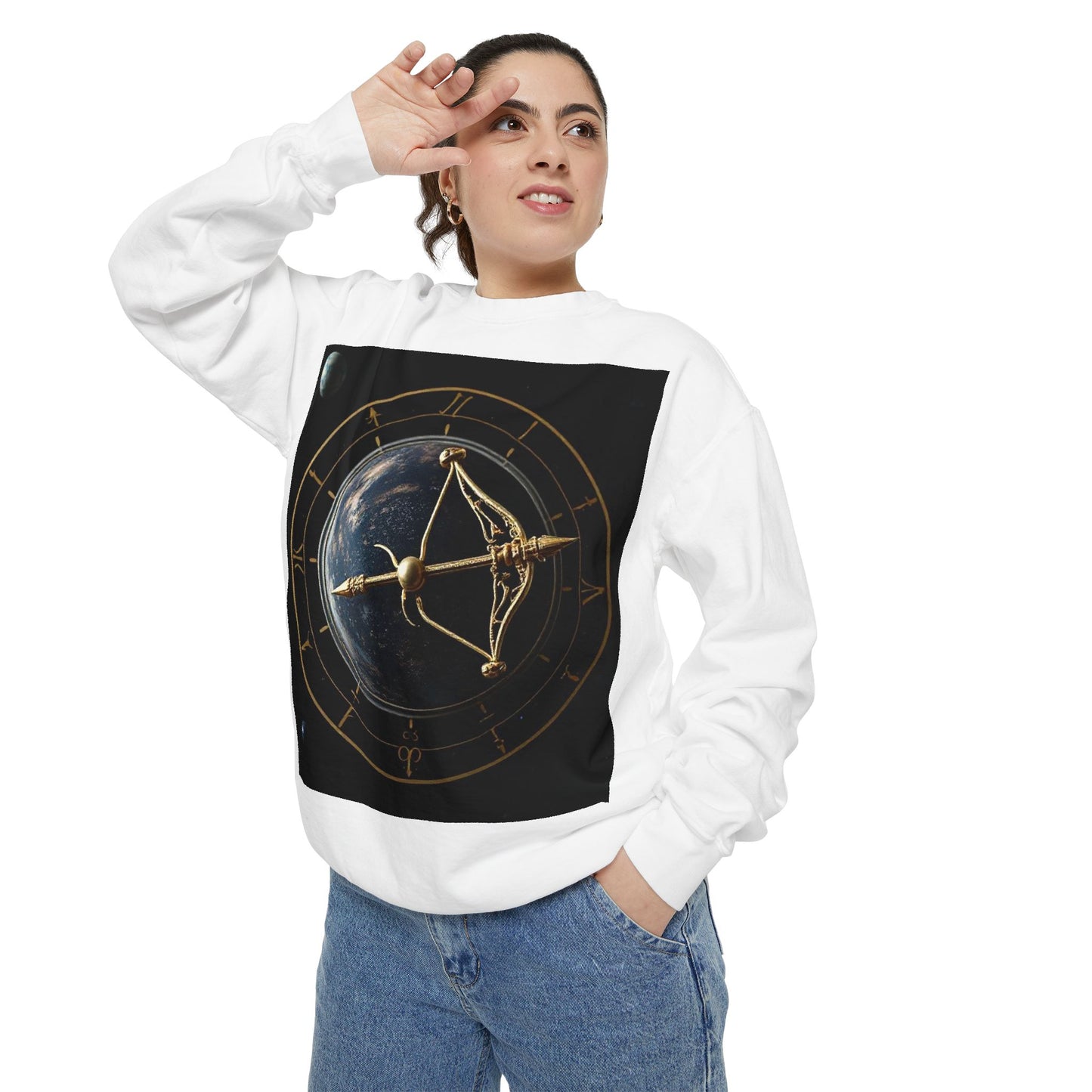 Garment-Dyed Sweatshirt, Unisex, Space Symbol Design v1, Sagittarius