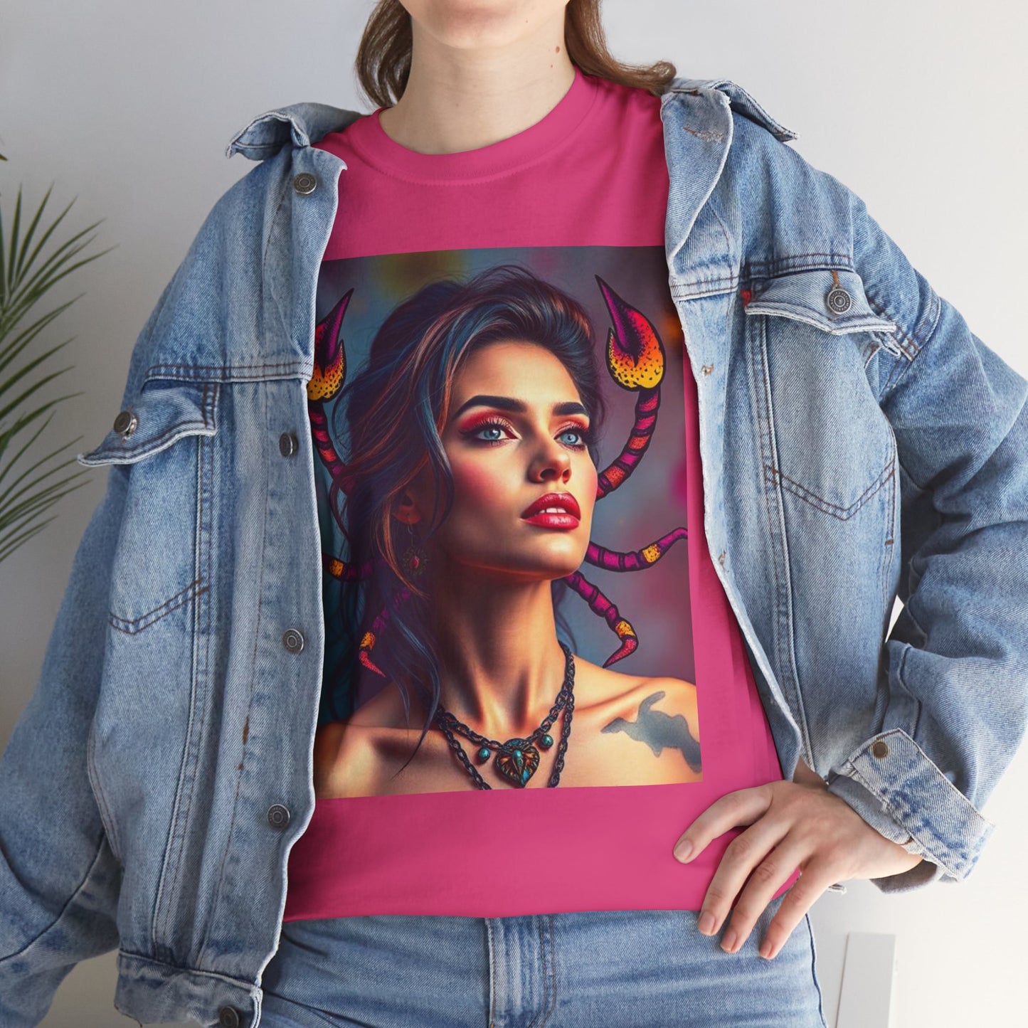 Unisex Heavy Cotton T-Shirt, Scorpio, Zodiac v2, Sexy Art