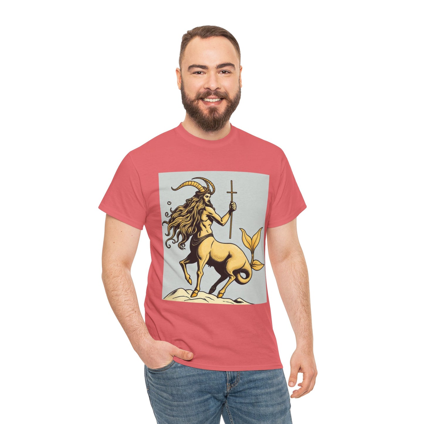 Unisex Heavy Cotton T-Shirt, Capricorn God v2, Zodiac Design