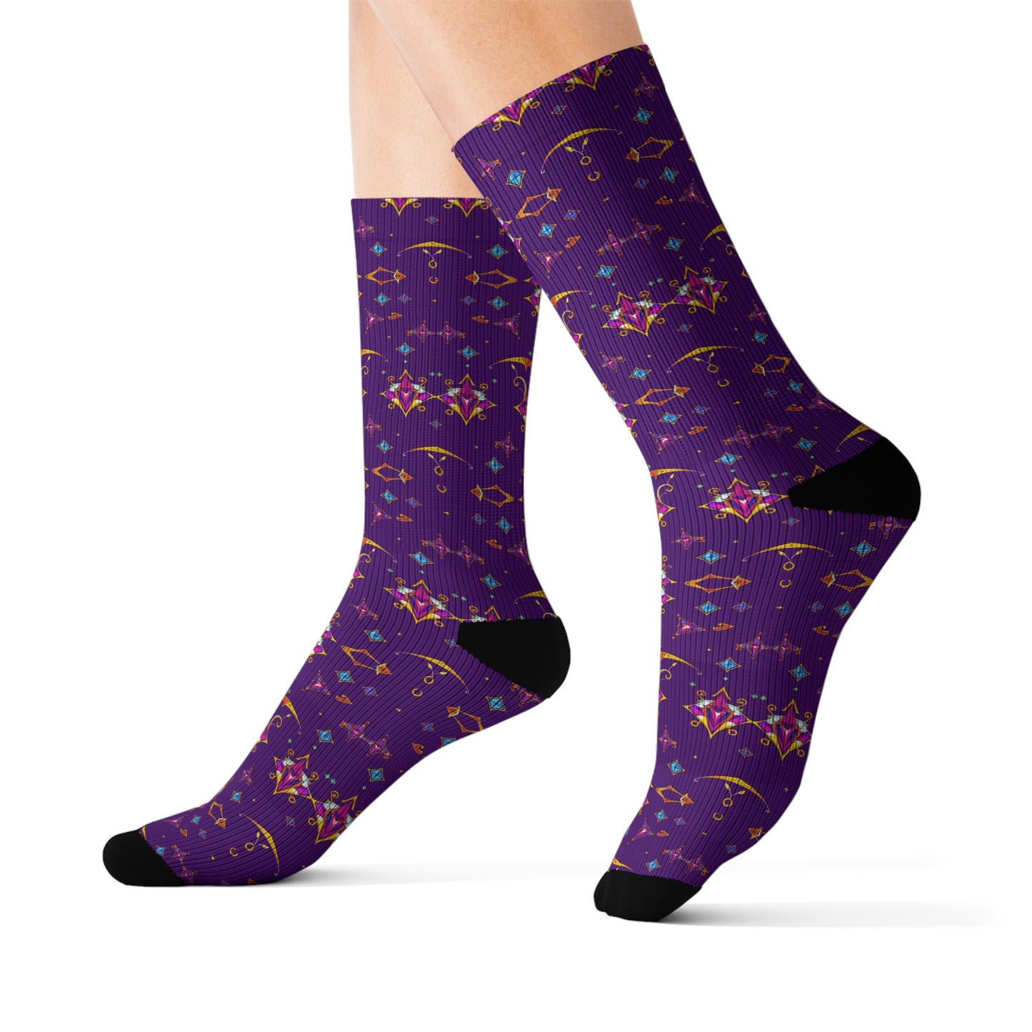 Sublimation Socks, Sagittarius, Zodiac v4, Jewel Pattern