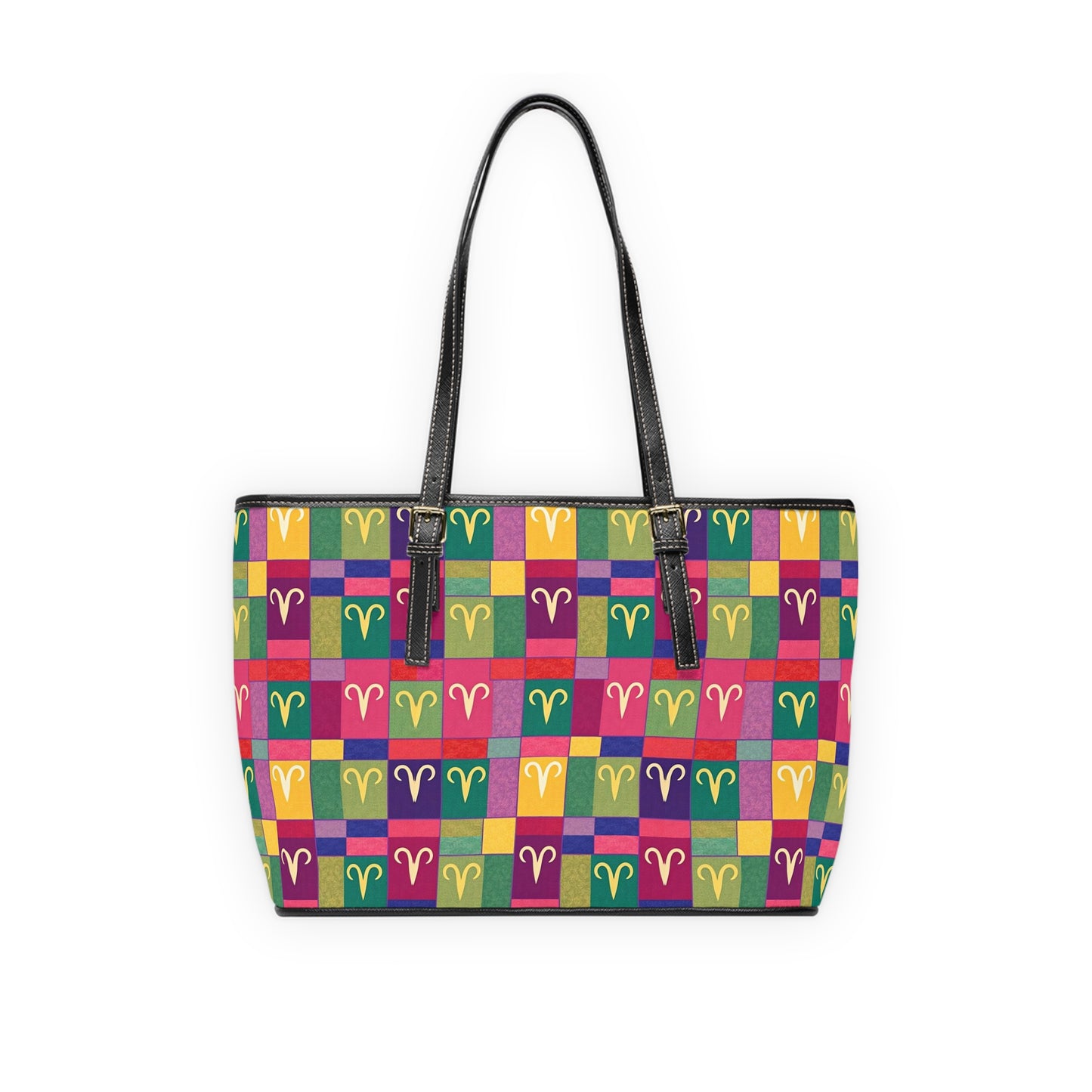 Leather Shoulder Bag, Aries, Zodiac v3, Shapes Pattern