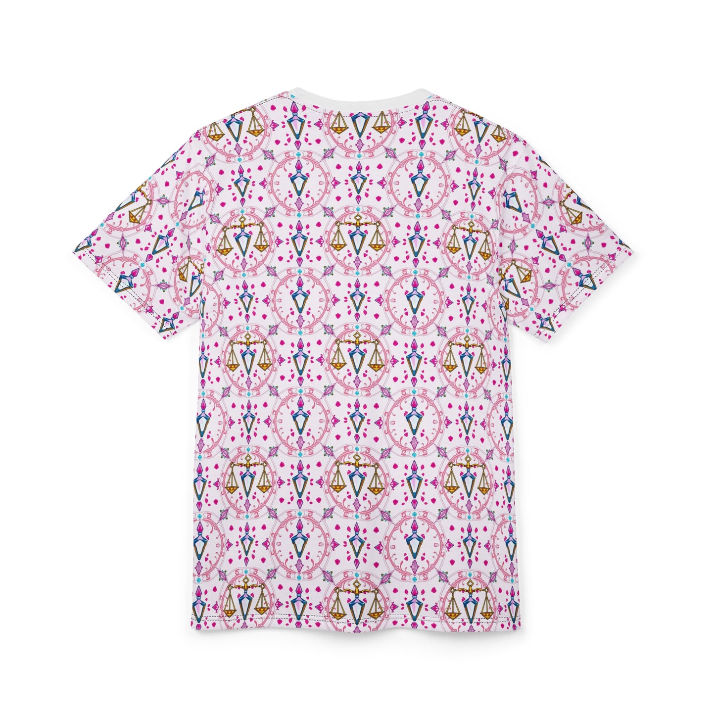 Unisex Cut & Sew T-Shirt, (AOP), Libra, Zodiac v4, Jewels Pattern