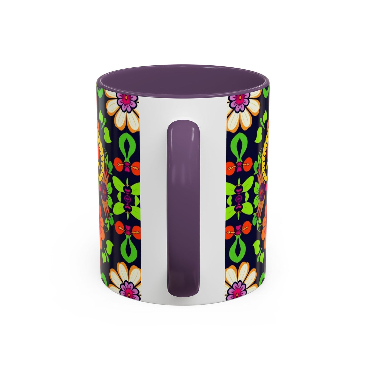 Accent Coffee Mug, Aries, Zodiac v2, Flower Pattern, (11, 15oz)