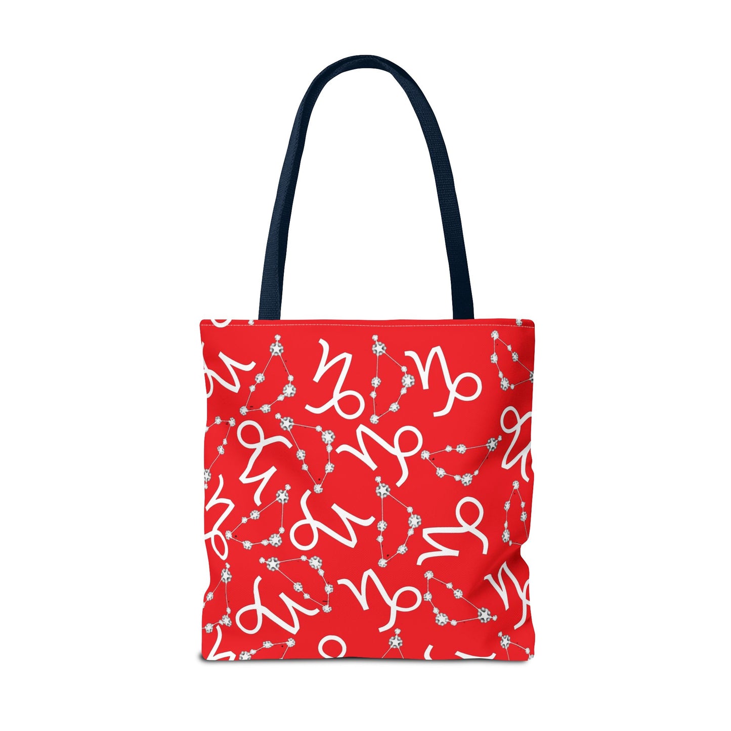 Tote Bag, Capricorn Zodiac Sign, AOP, (Red, White)