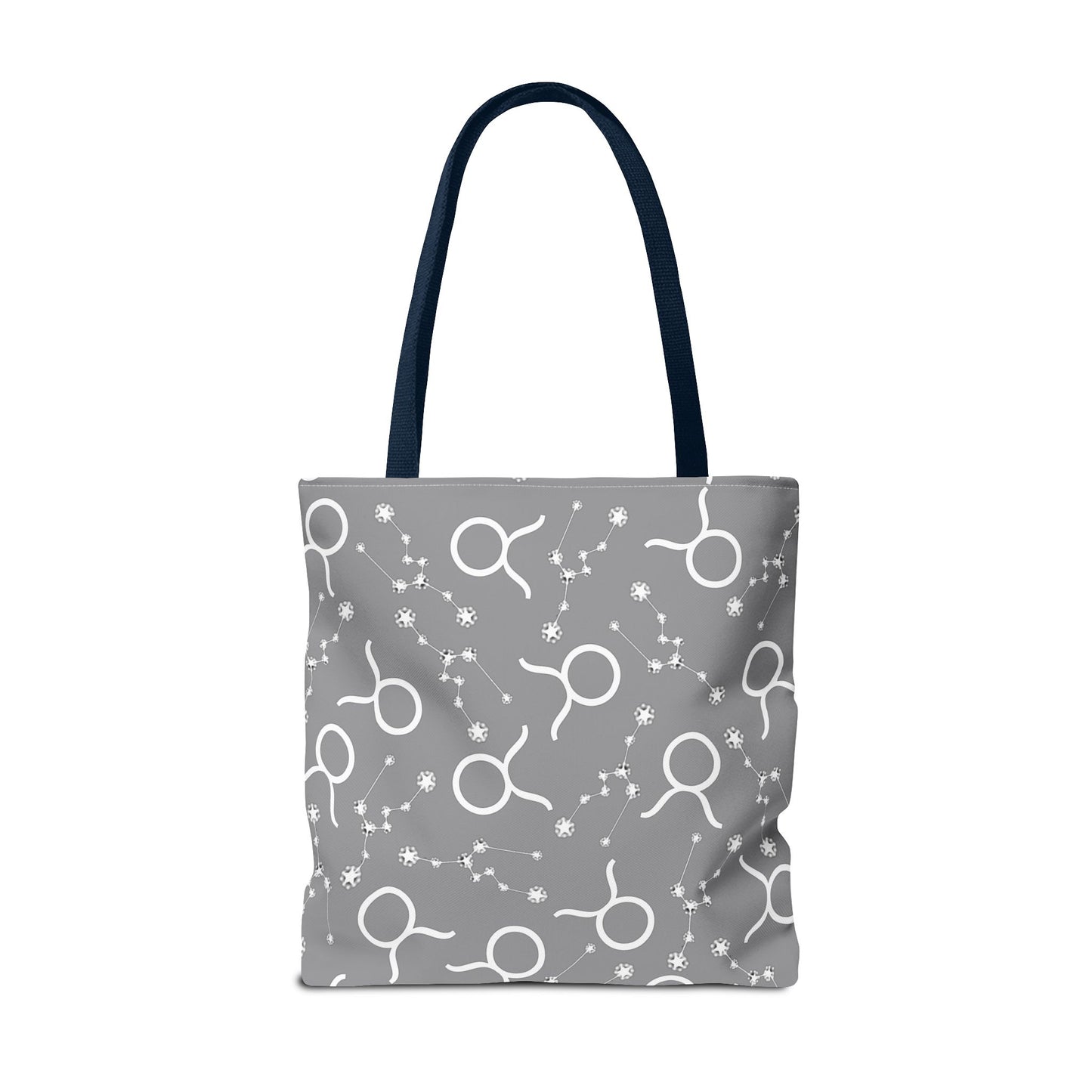 Tote Bag, Taurus Zodiac Sign, AOP, (Grey, White)