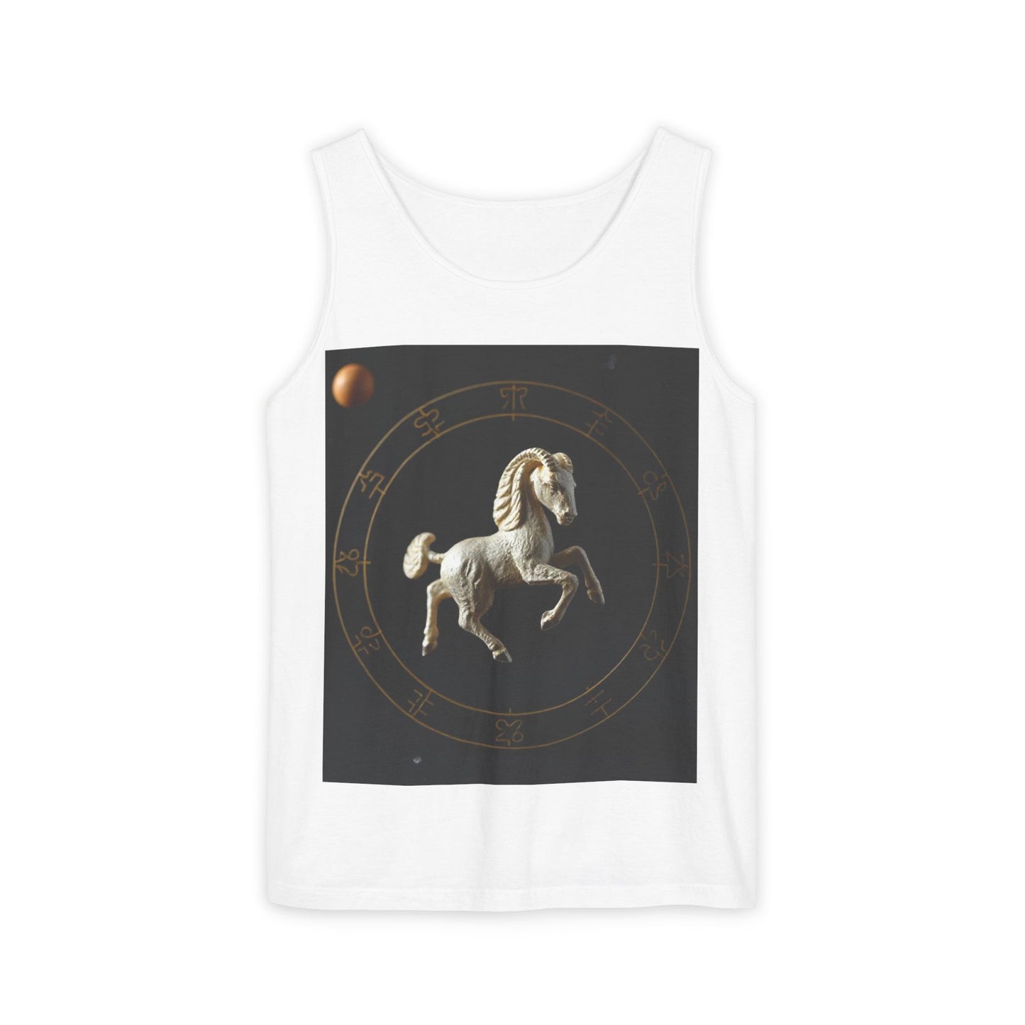 Unisex Garment-Dyed, Tank Top, Capricorn Design, Space Animal, 100% US cotton