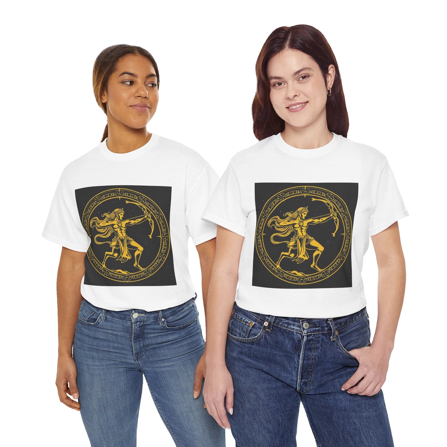 Unisex Heavy Cotton T-Shirt, Mythical Faun/Satyr, Sagittarius Zodiac Design