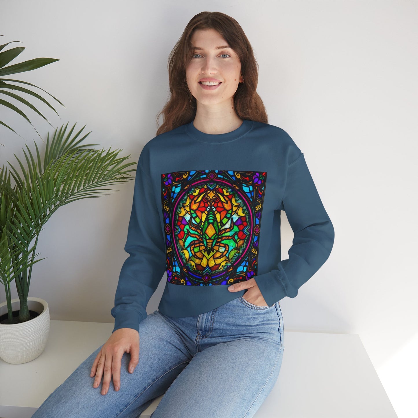 Unisex Heavy Blend™ Crewneck Sweatshirt, Glass 1, Scorpio Zodiac Design