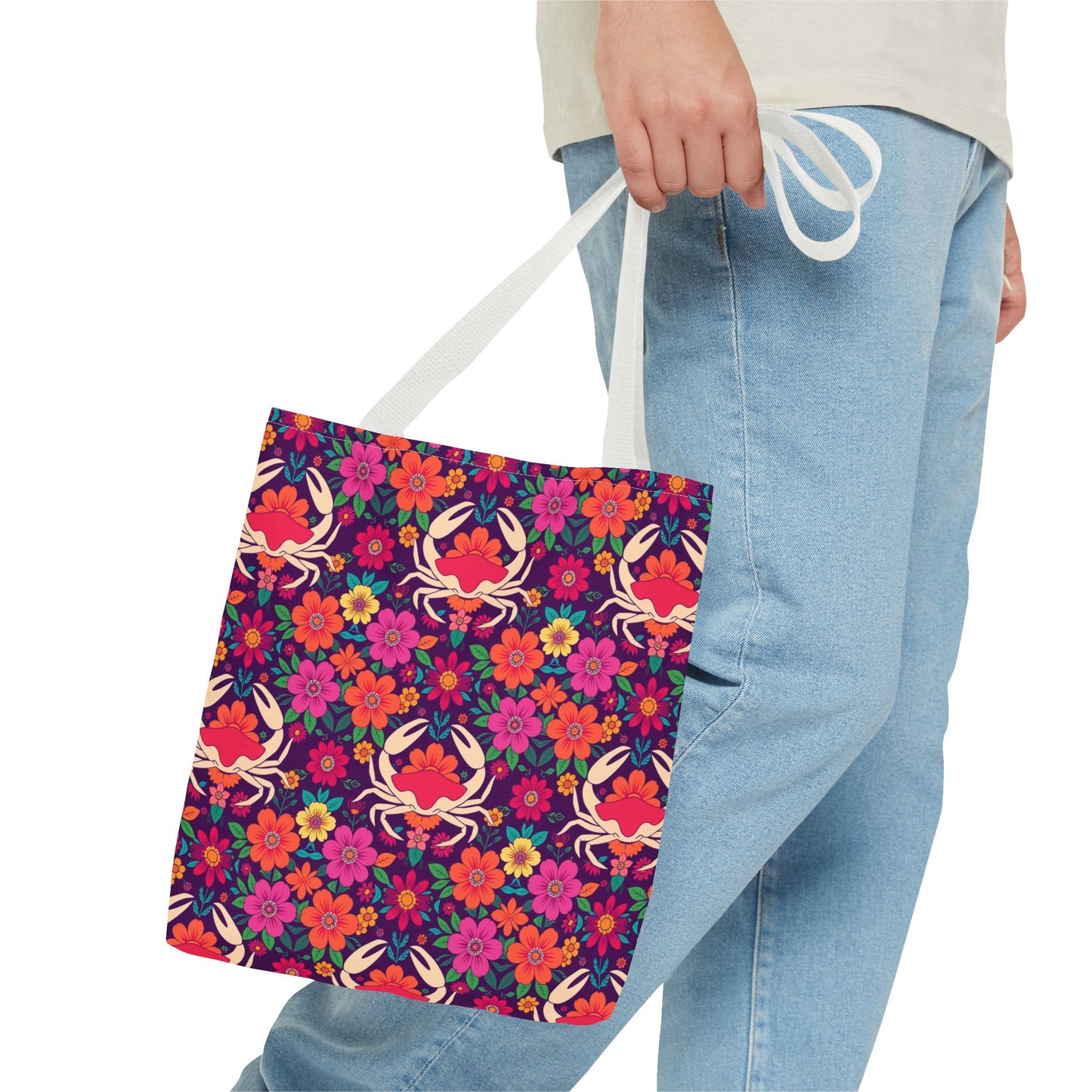 Tote Bag (AOP), Cancer, Zodiac, Flower Pattern