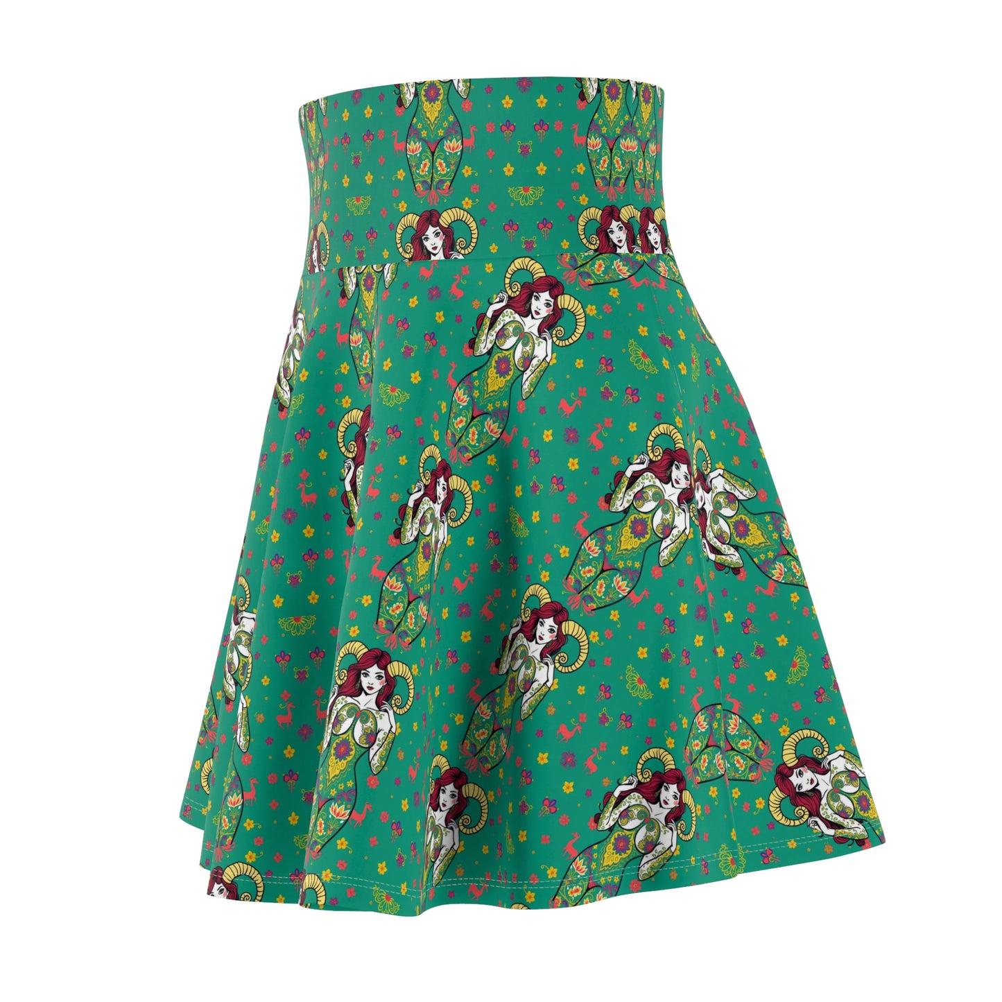Women's Skater Skirt, (AOP), Aries, Zodiac v1, Sexy Pattern