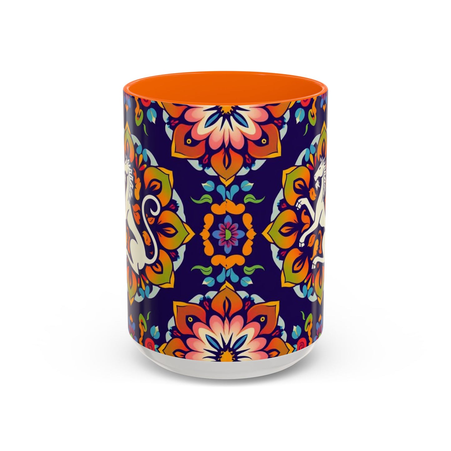 Accent Coffee Mug, Virgo, Zodiac v4. Flower Pattern, (11, 15oz)