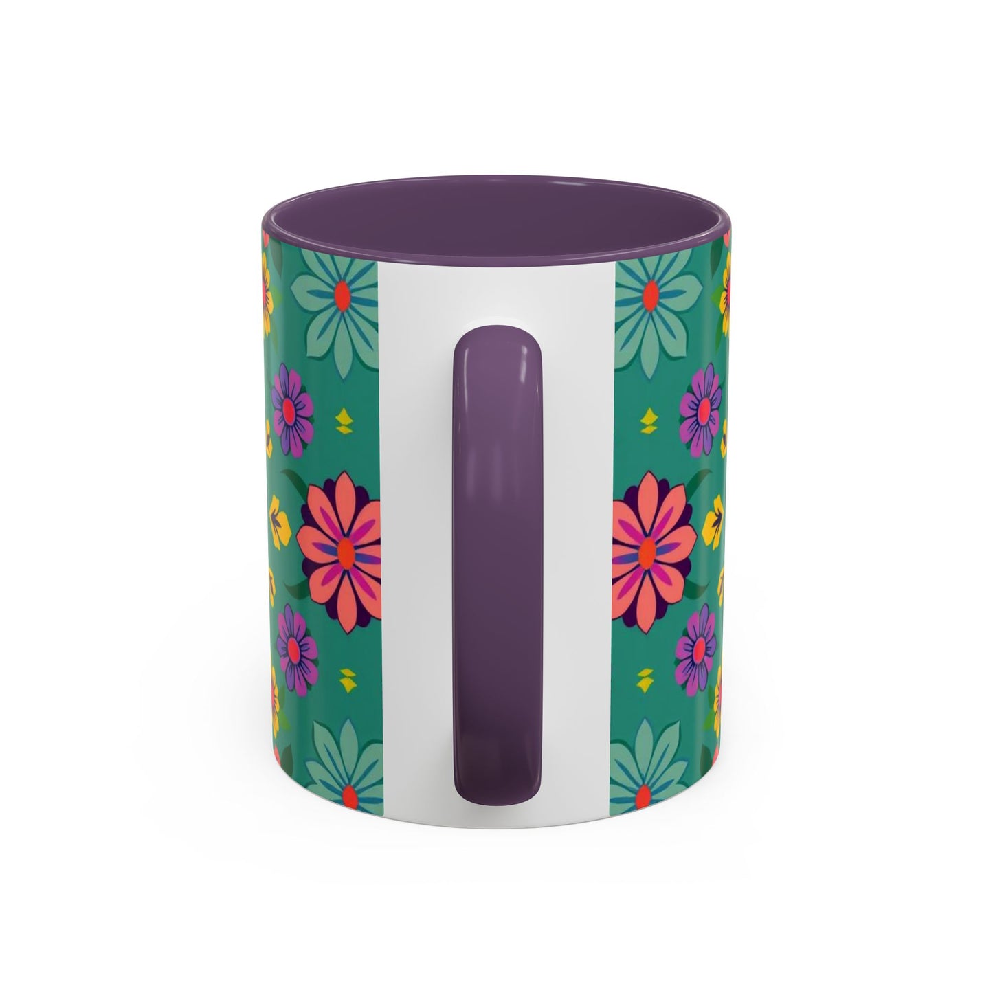 Accent Coffee Mug, Aquarius, Zodiac v3, Flower Pattern, (11, 15oz)