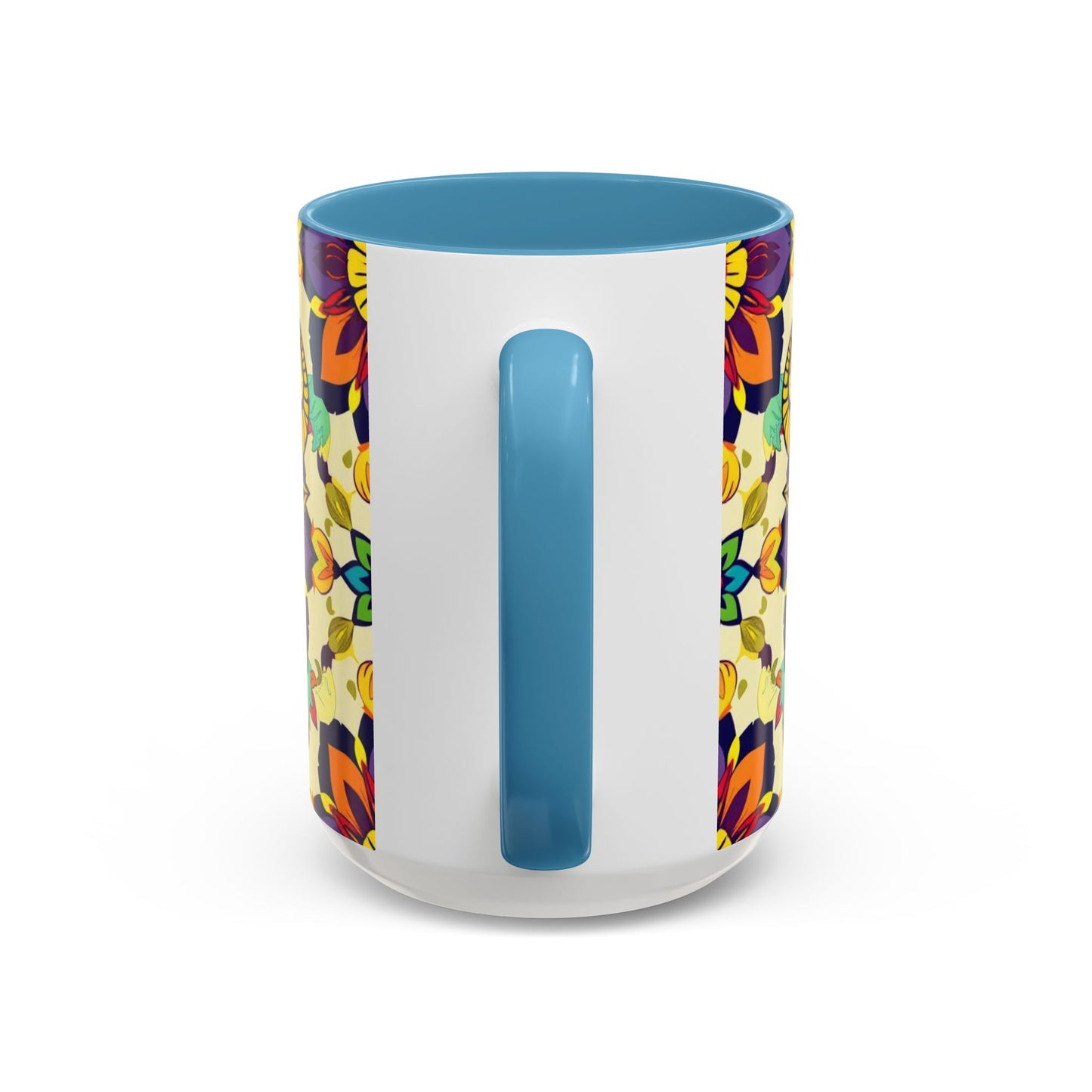 Accent Coffee Mug, Taurus, Zodiac v3. Flower Pattern, (11, 15oz)