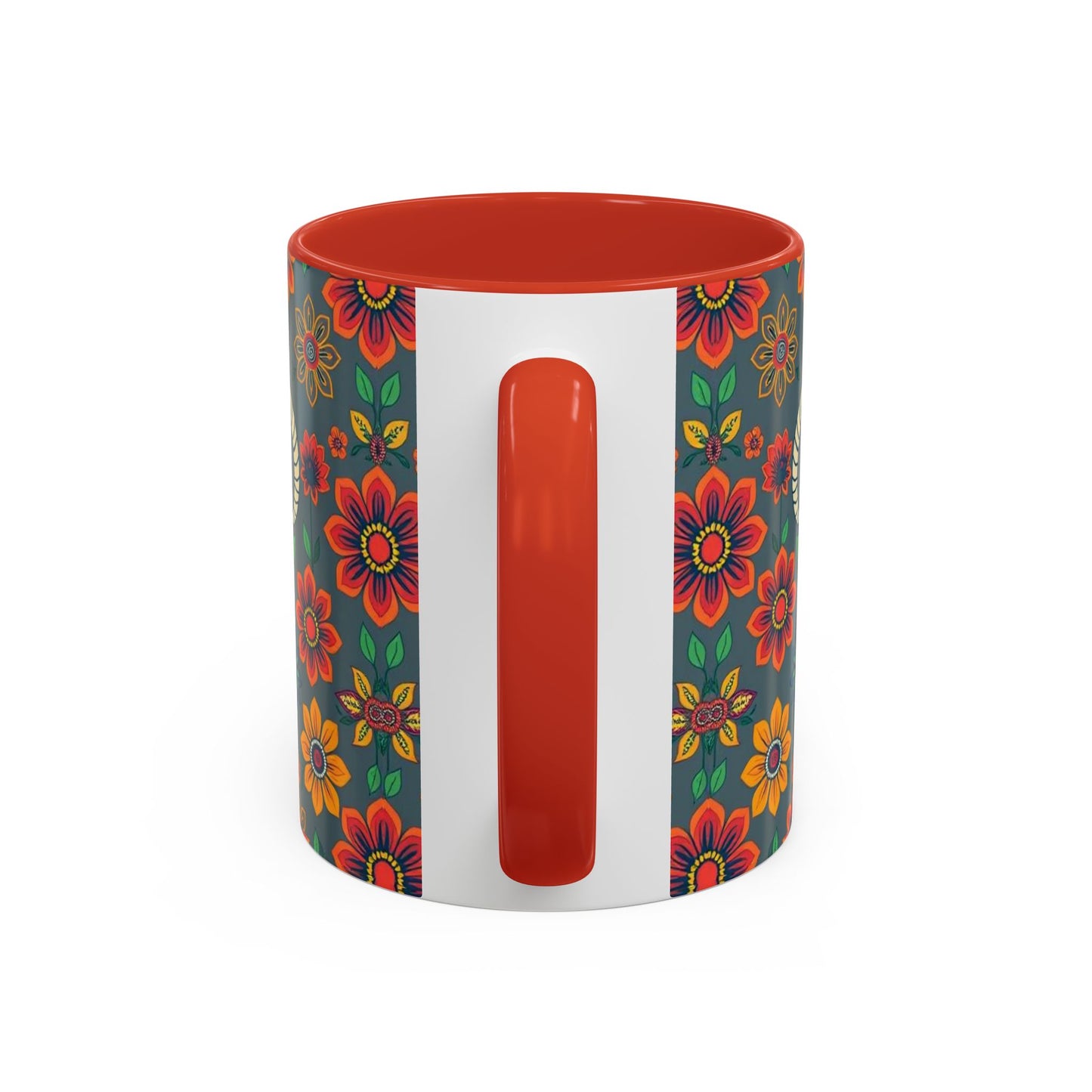Accent Coffee Mug, Aries, Zodiac v4, Flower Pattern, (11, 15oz)