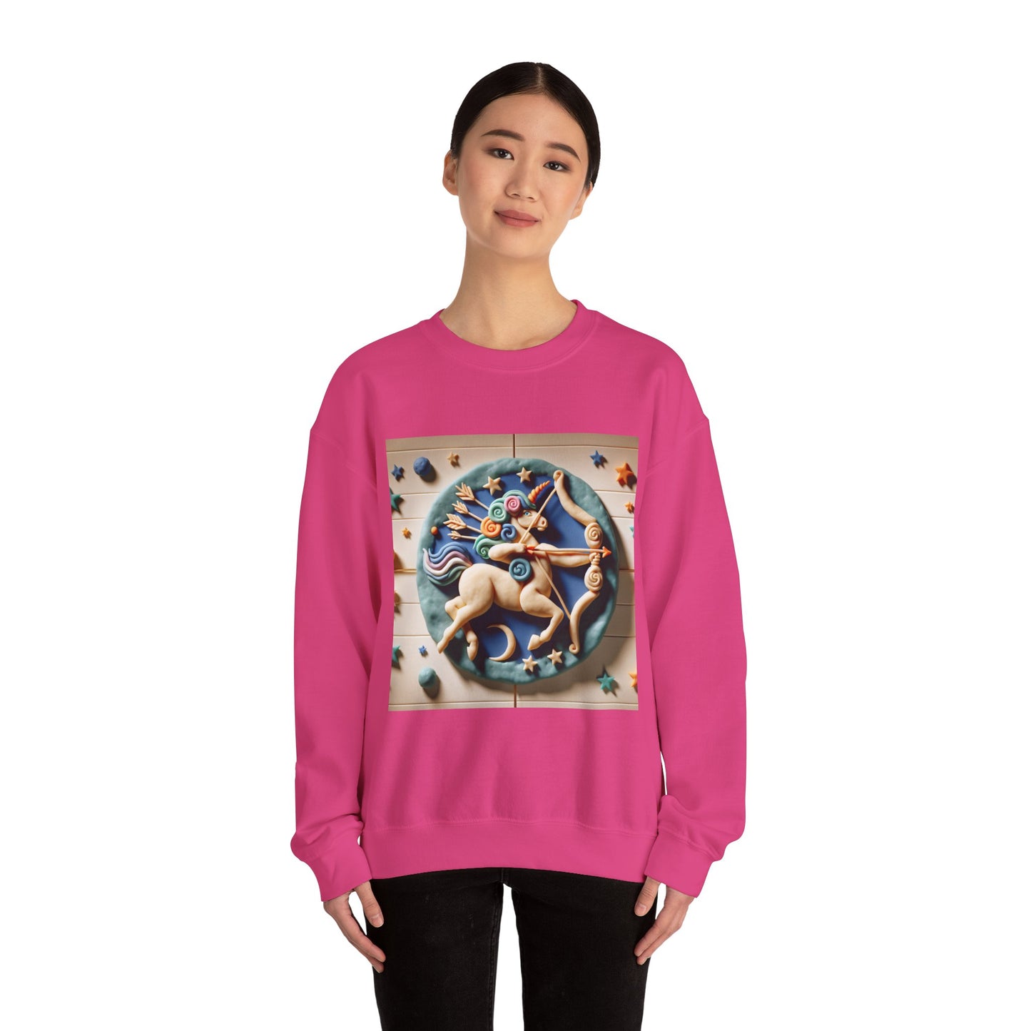 Unisex Heavy Blend™ Crewneck Sweatshirt, Colorful Horse, Sagittarius Zodiac Design