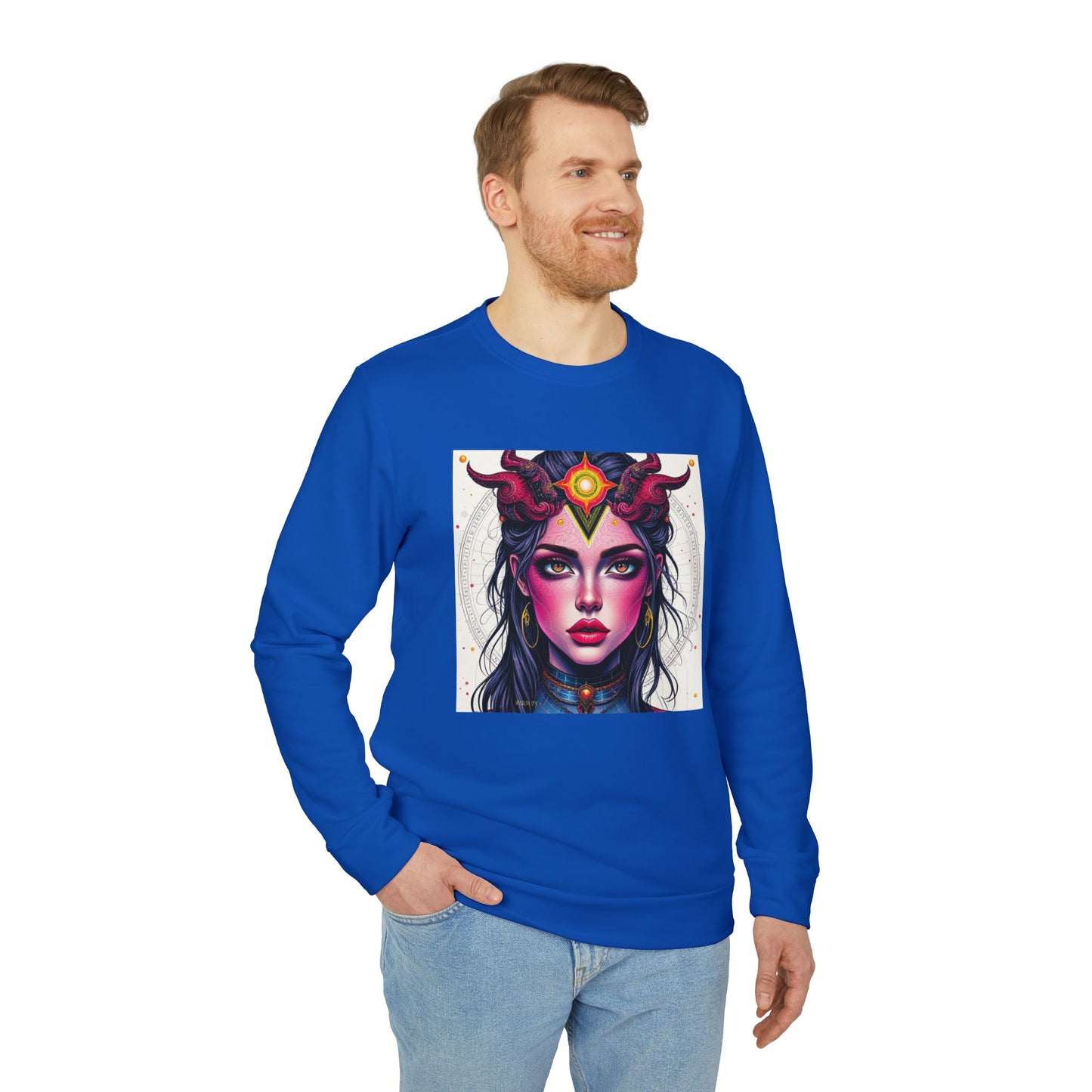Adidas, Unisex Fleece Crewneck Sweatshirt, Virgo, Pop Art v1, Zodiac
