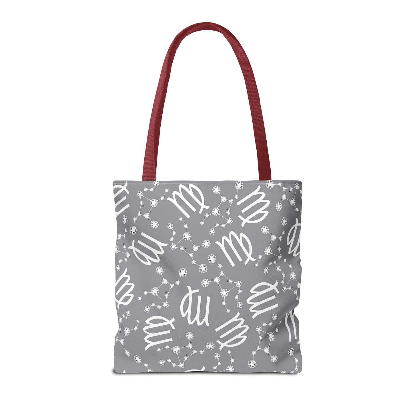 Tote Bag, Virgo Zodiac Sign, AOP, (Grey, White)