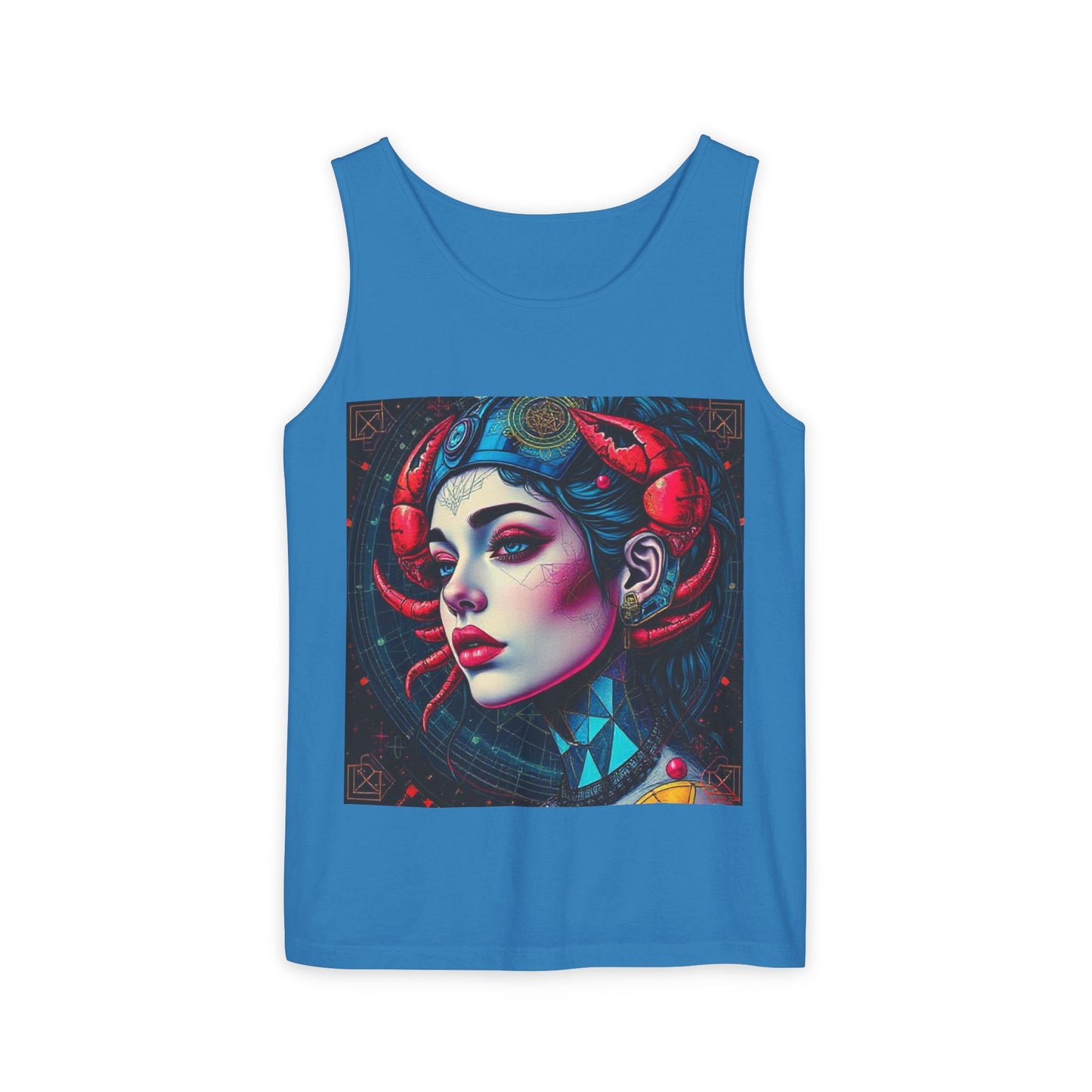 Unisex Garment-Dyed, Tank Top, Cancer, Pop Art v1, 100% US cotton